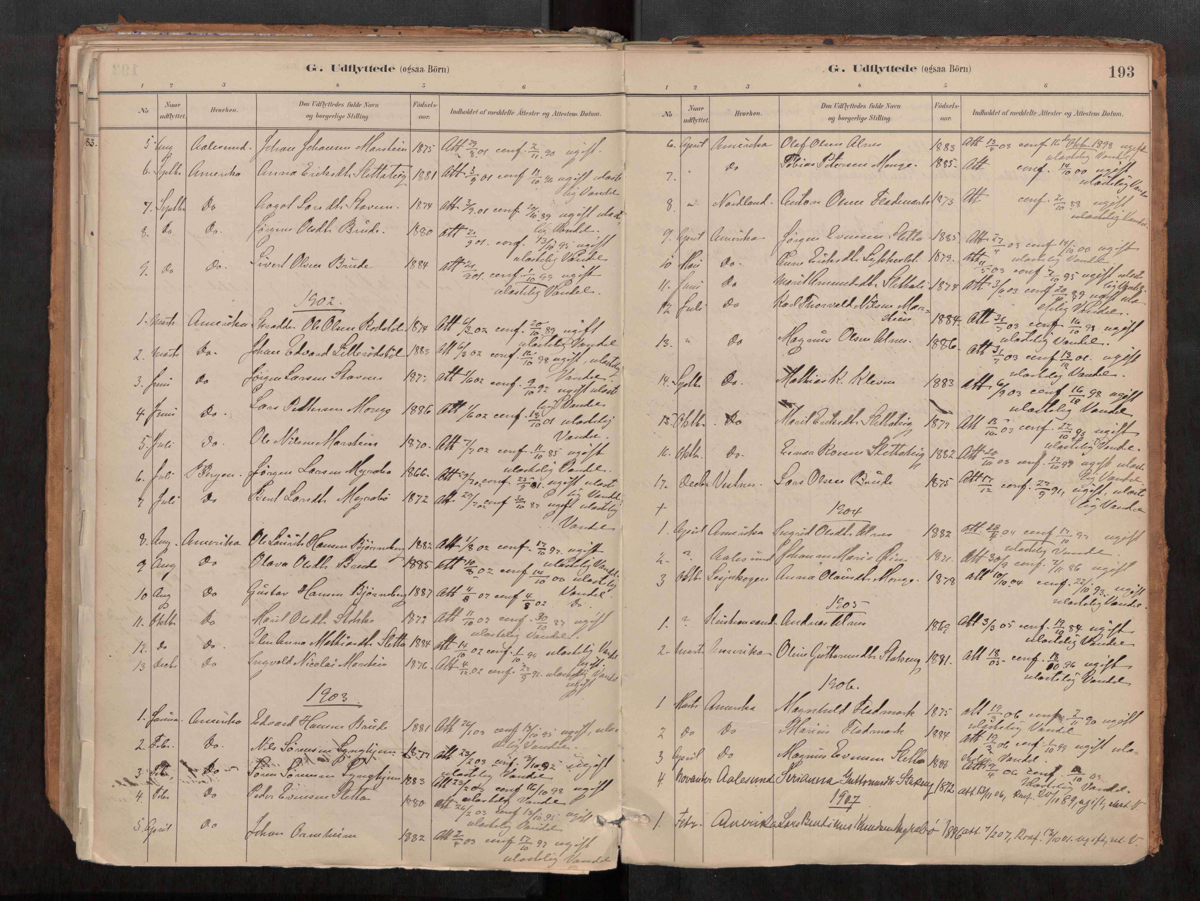 Ministerialprotokoller, klokkerbøker og fødselsregistre - Møre og Romsdal, SAT/A-1454/546/L0599: Parish register (official) no. 546A03, 1882-1920, p. 193