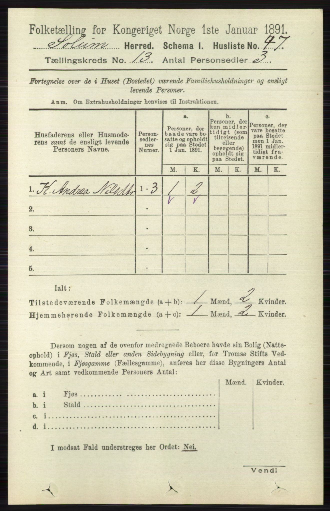 RA, 1891 census for 0818 Solum, 1891, p. 6049