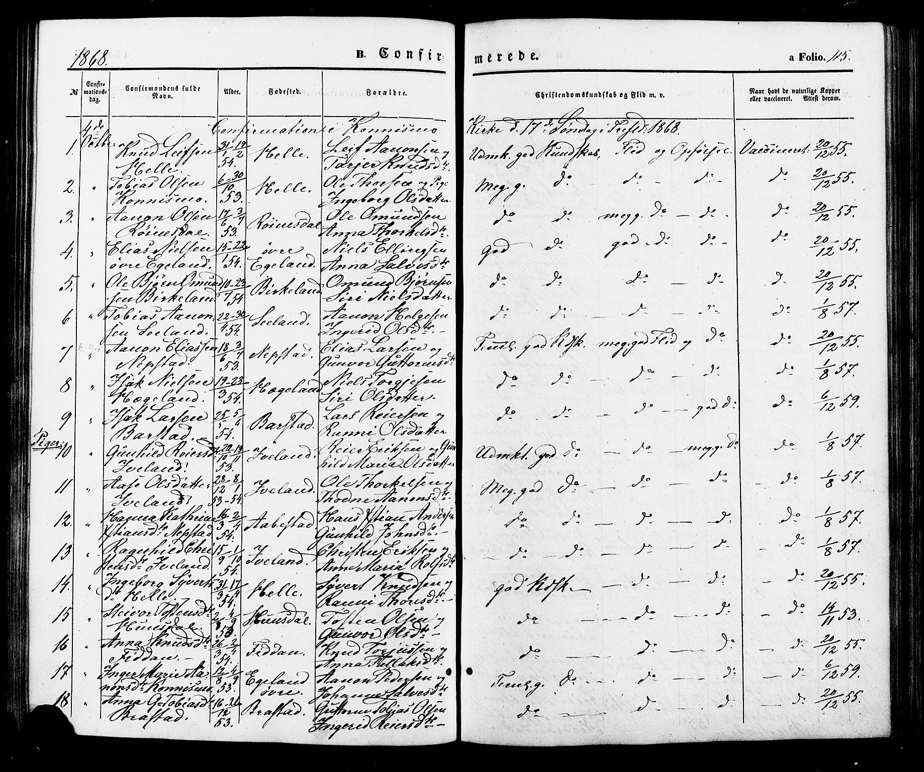 Nord-Audnedal sokneprestkontor, AV/SAK-1111-0032/F/Fa/Faa/L0002: Parish register (official) no. A 2, 1857-1882, p. 115