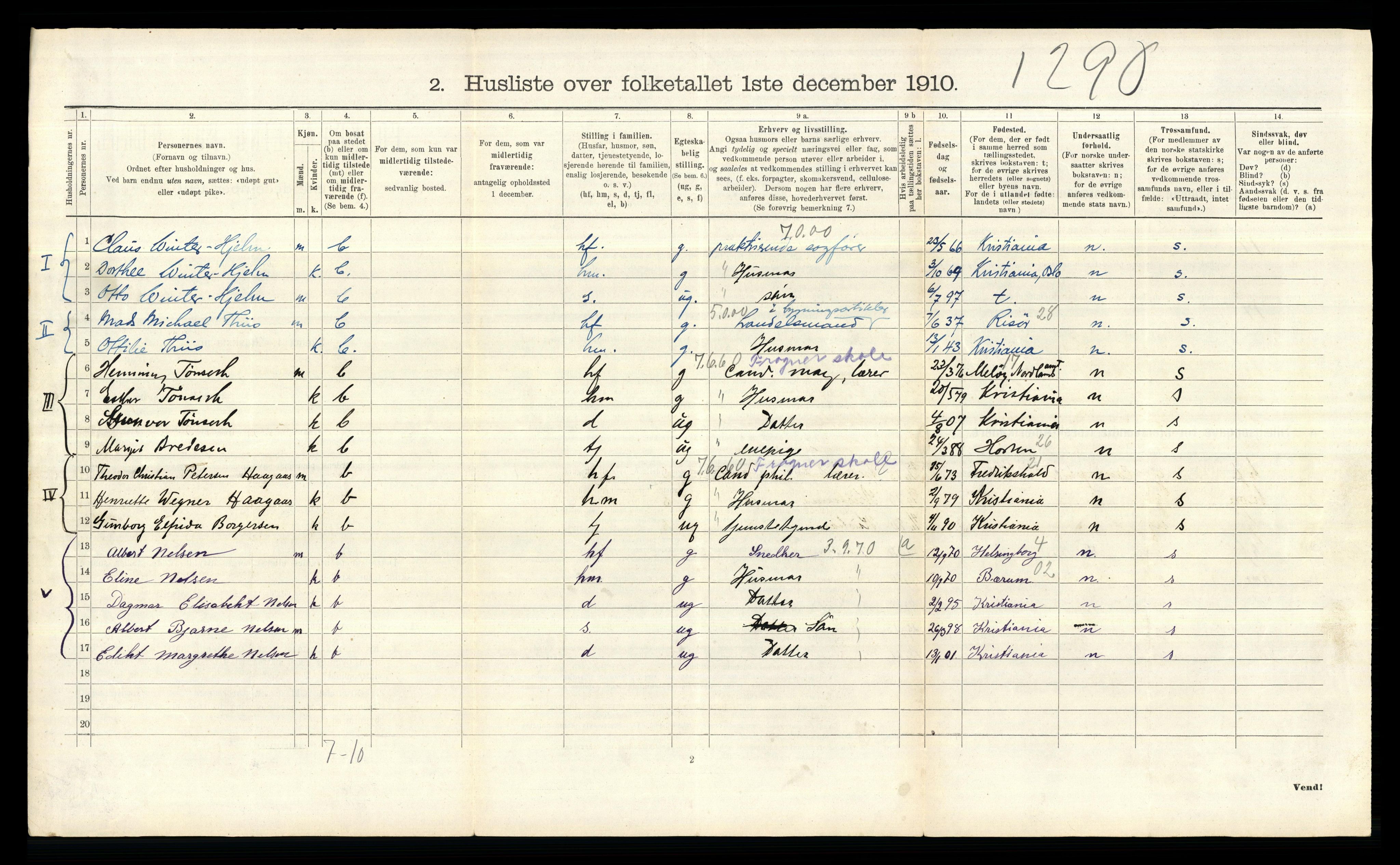 RA, 1910 census for Aker, 1910, p. 1688