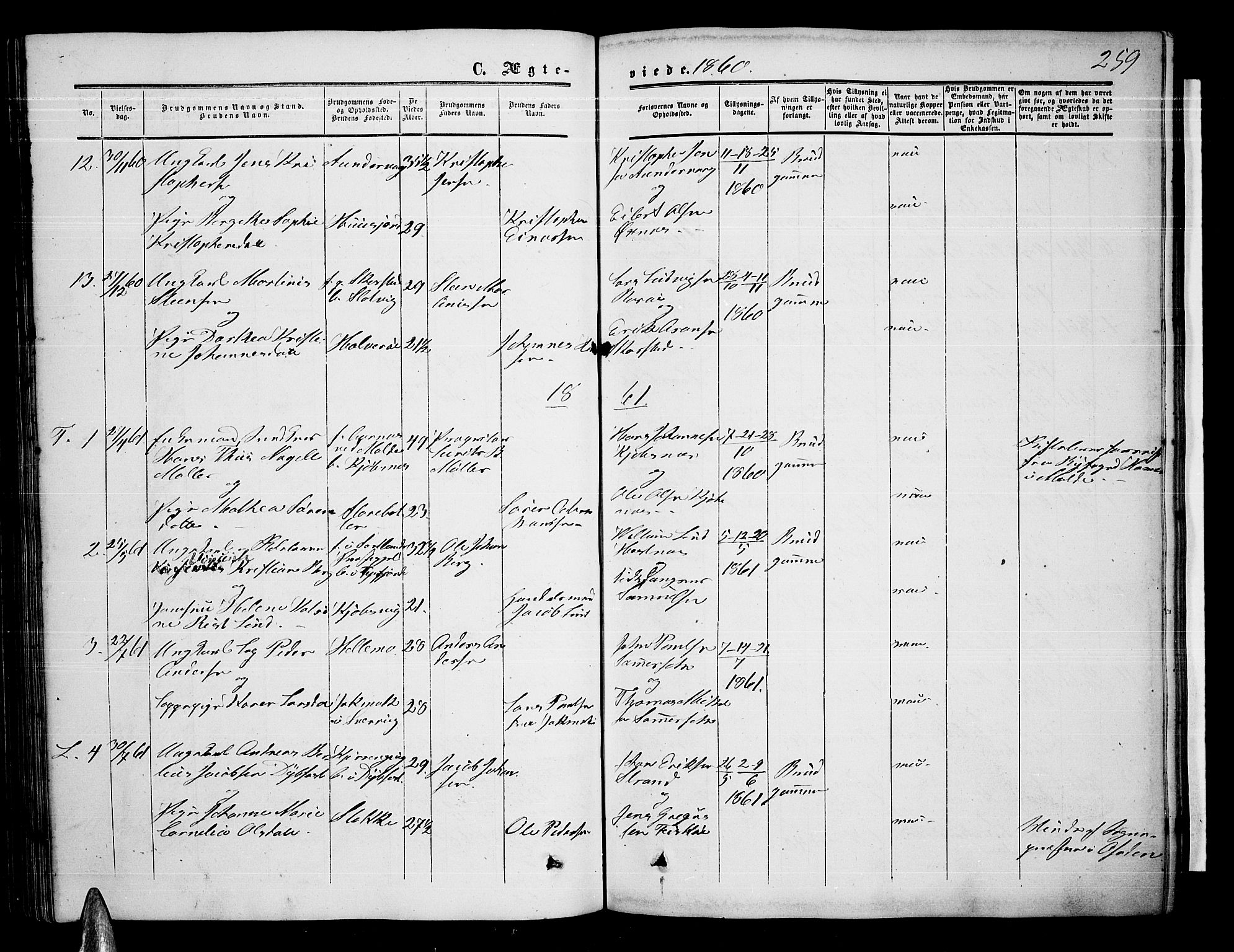 Ministerialprotokoller, klokkerbøker og fødselsregistre - Nordland, AV/SAT-A-1459/872/L1046: Parish register (copy) no. 872C02, 1852-1879, p. 259