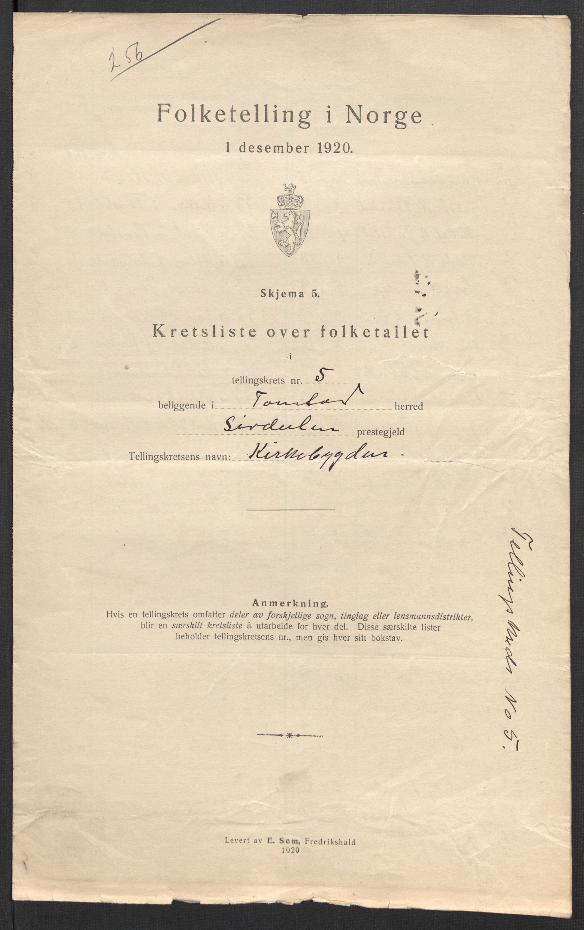 SAK, 1920 census for Tonstad, 1920, p. 23