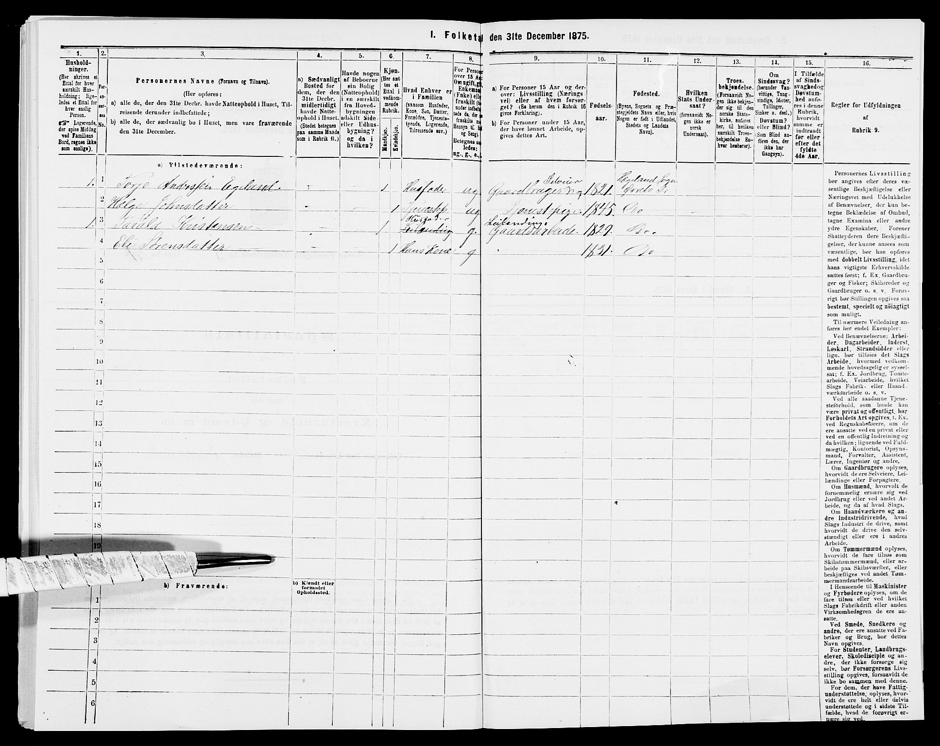 SAK, 1875 census for 1016P Øvrebø, 1875, p. 647