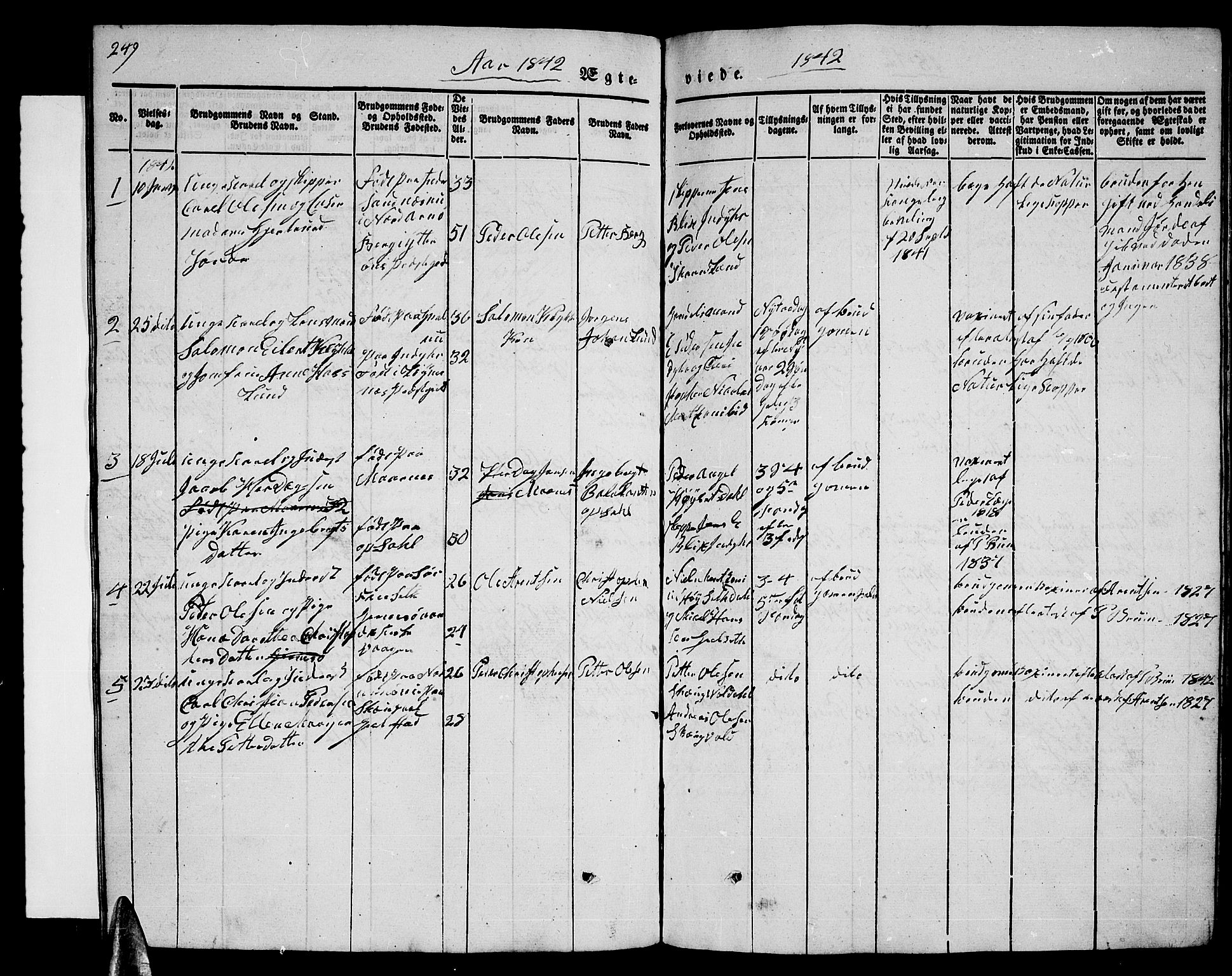 Ministerialprotokoller, klokkerbøker og fødselsregistre - Nordland, SAT/A-1459/805/L0106: Parish register (copy) no. 805C02, 1841-1861, p. 249