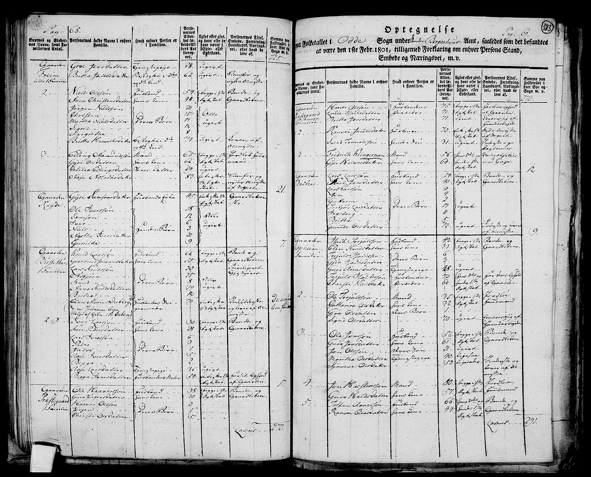 RA, 1801 census for 1230P Kinsarvik, 1801, p. 382b-383a