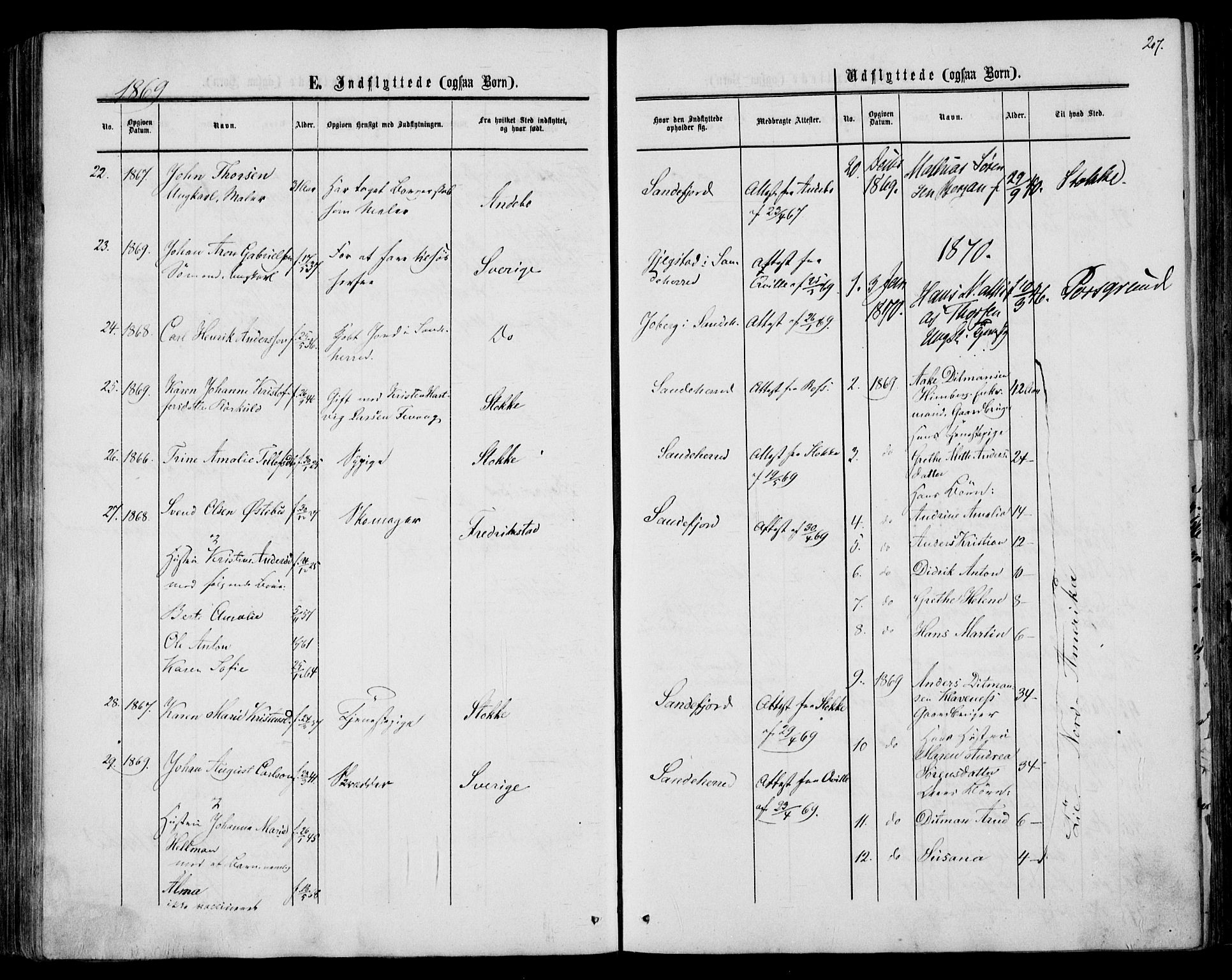 Sandar kirkebøker, SAKO/A-243/F/Fa/L0009: Parish register (official) no. 9, 1862-1871, p. 207