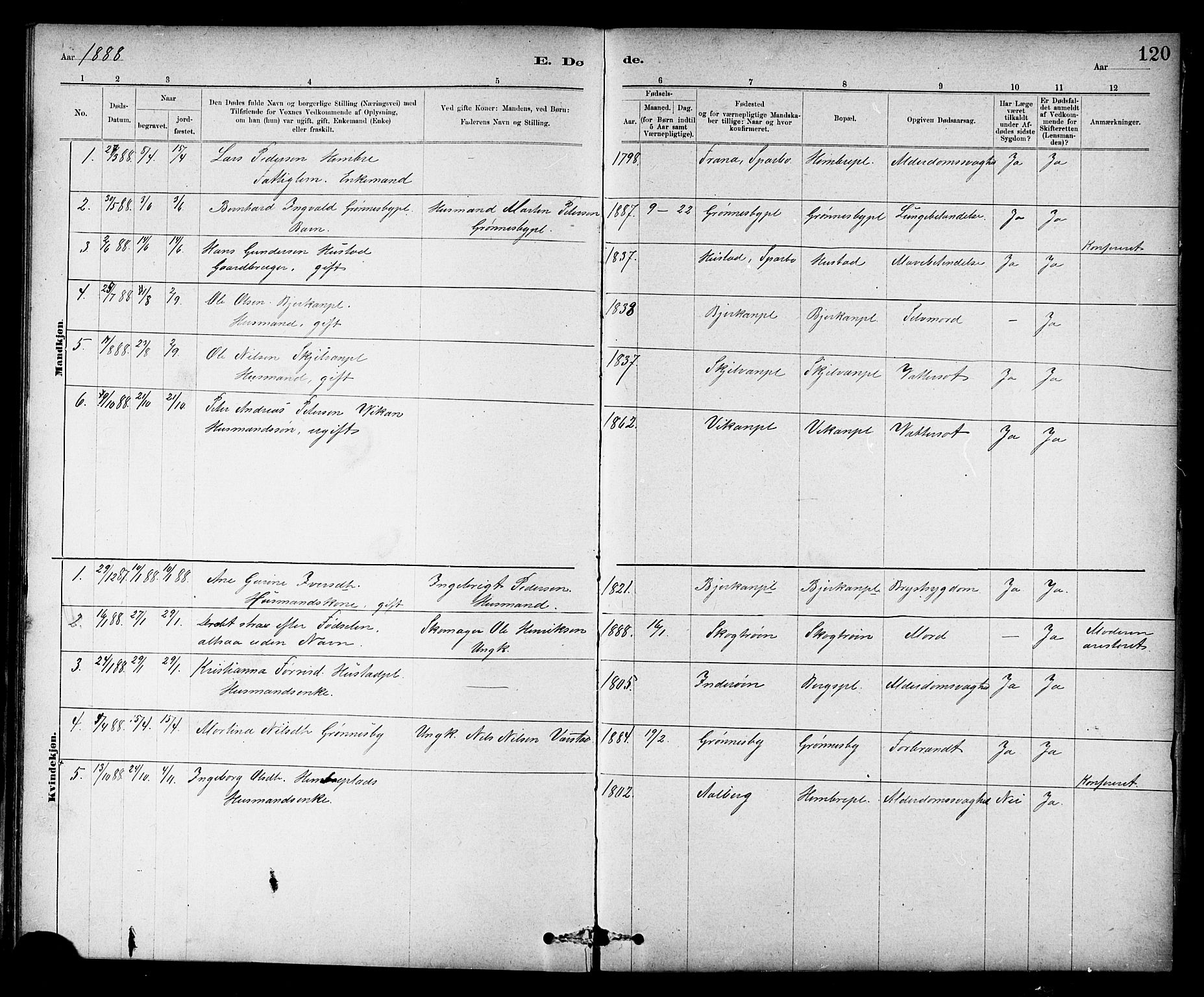 Ministerialprotokoller, klokkerbøker og fødselsregistre - Nord-Trøndelag, SAT/A-1458/732/L0318: Parish register (copy) no. 732C02, 1881-1911, p. 120