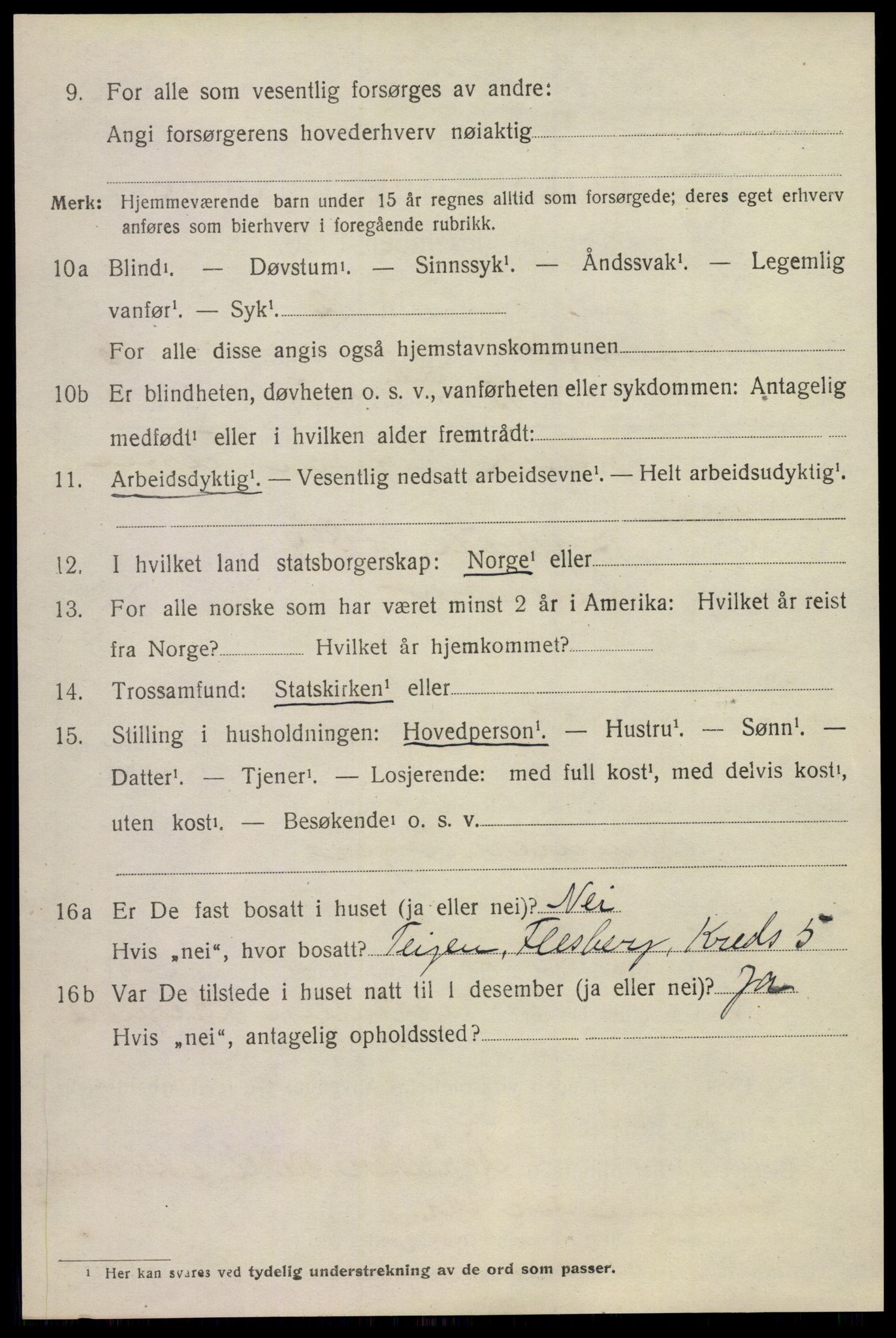 SAKO, 1920 census for Flesberg, 1920, p. 2734