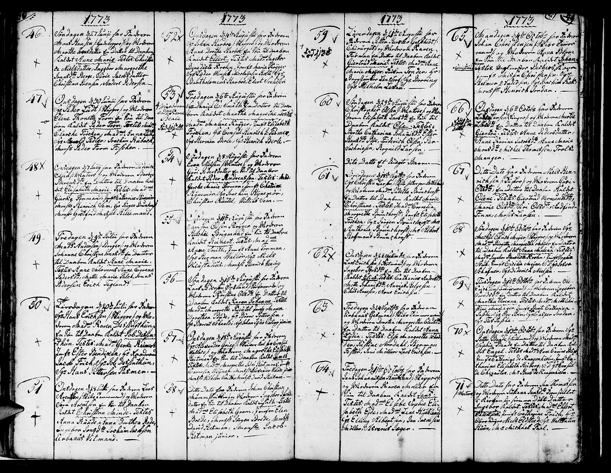 Nykirken Sokneprestembete, SAB/A-77101/H/Haa/L0004: Parish register (official) no. A 4, 1765-1775, p. 80-81