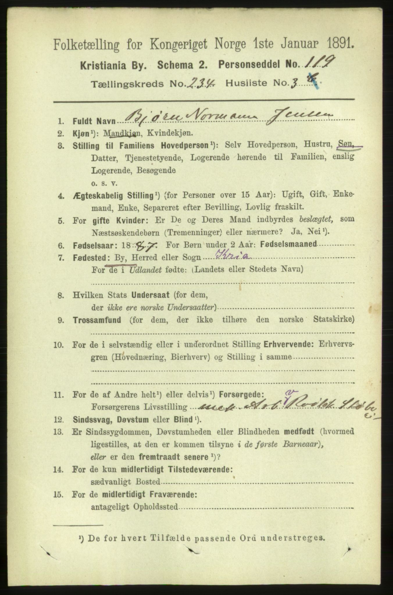 RA, 1891 census for 0301 Kristiania, 1891, p. 143580