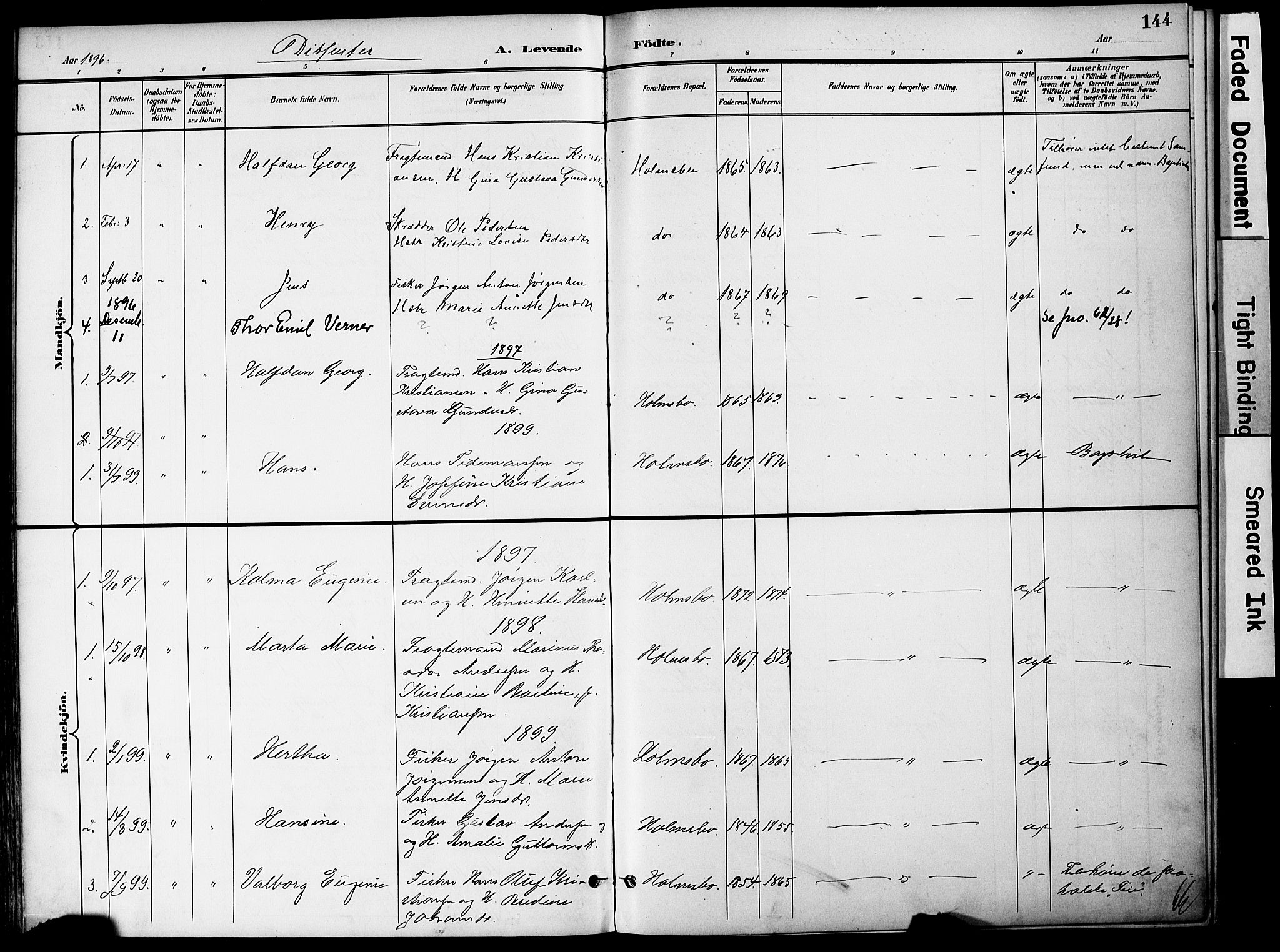 Hurum kirkebøker, SAKO/A-229/F/Fa/L0015: Parish register (official) no. 15, 1896-1908, p. 144