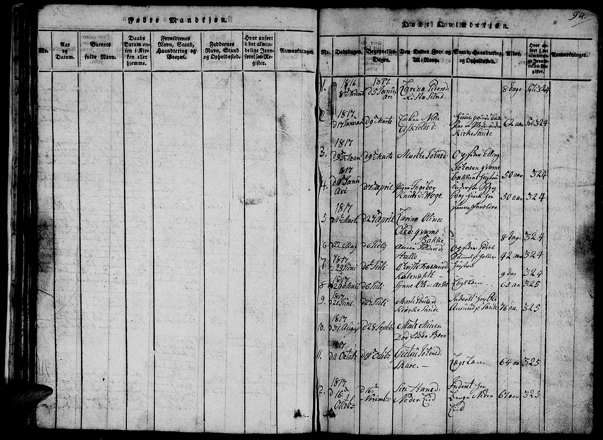 Ministerialprotokoller, klokkerbøker og fødselsregistre - Møre og Romsdal, SAT/A-1454/503/L0046: Parish register (copy) no. 503C01, 1816-1842, p. 94