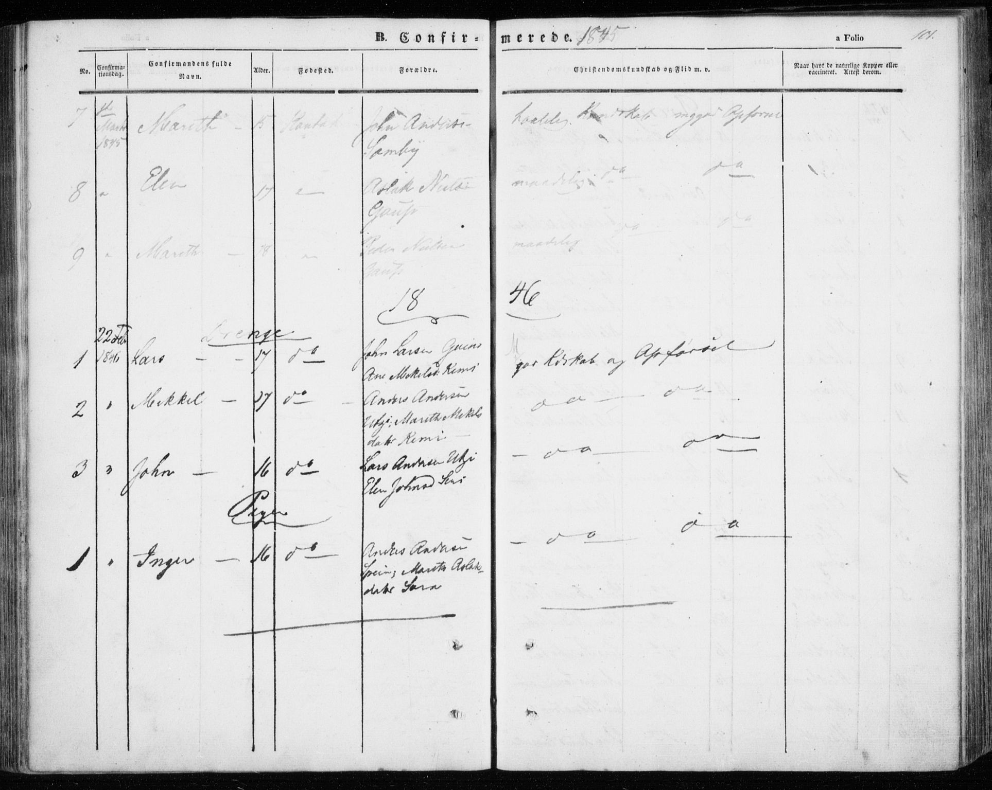Kautokeino sokneprestembete, SATØ/S-1340/H/Ha/L0002.kirke: Parish register (official) no. 2, 1843-1861, p. 101