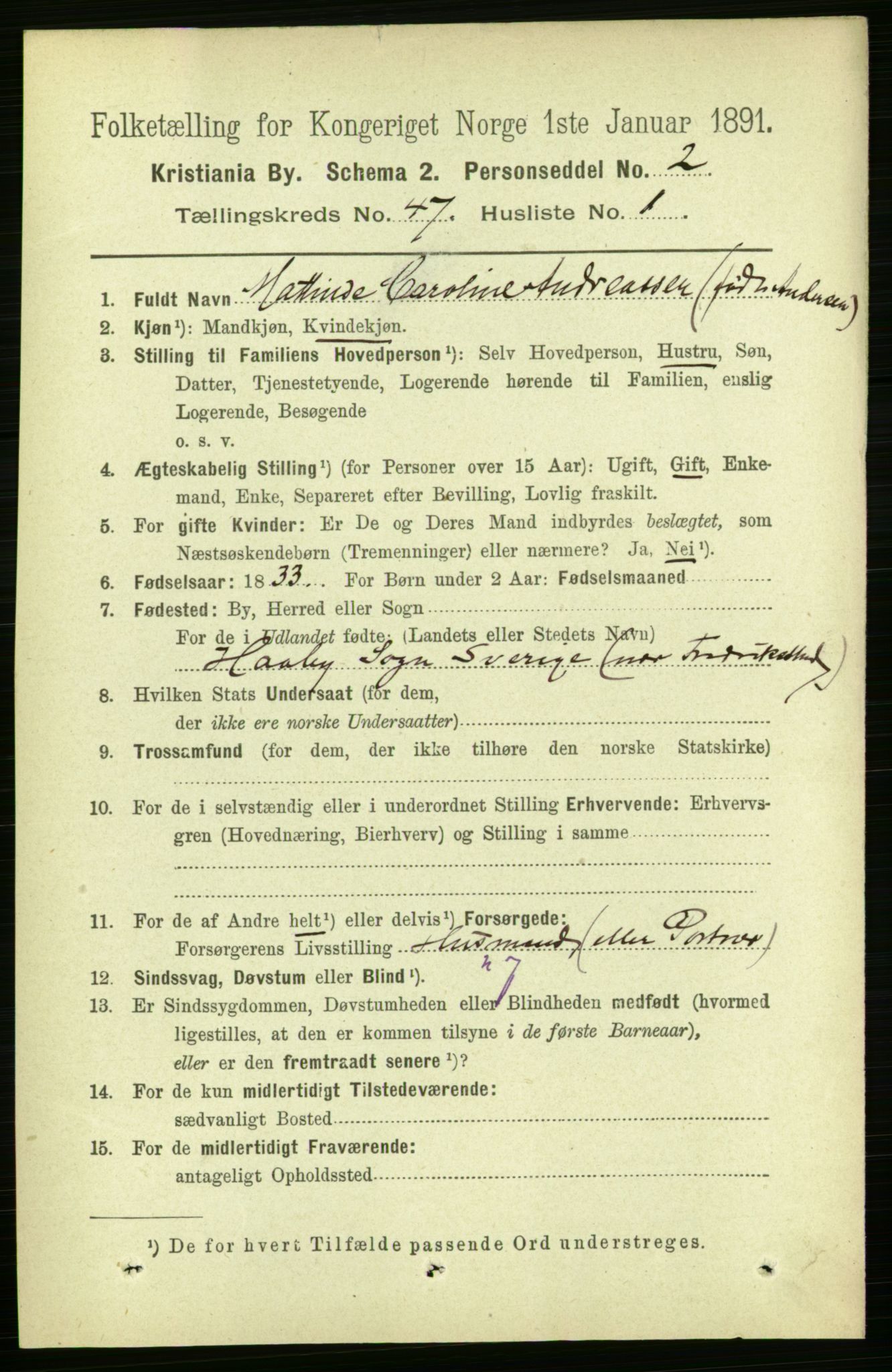 RA, 1891 census for 0301 Kristiania, 1891, p. 28200