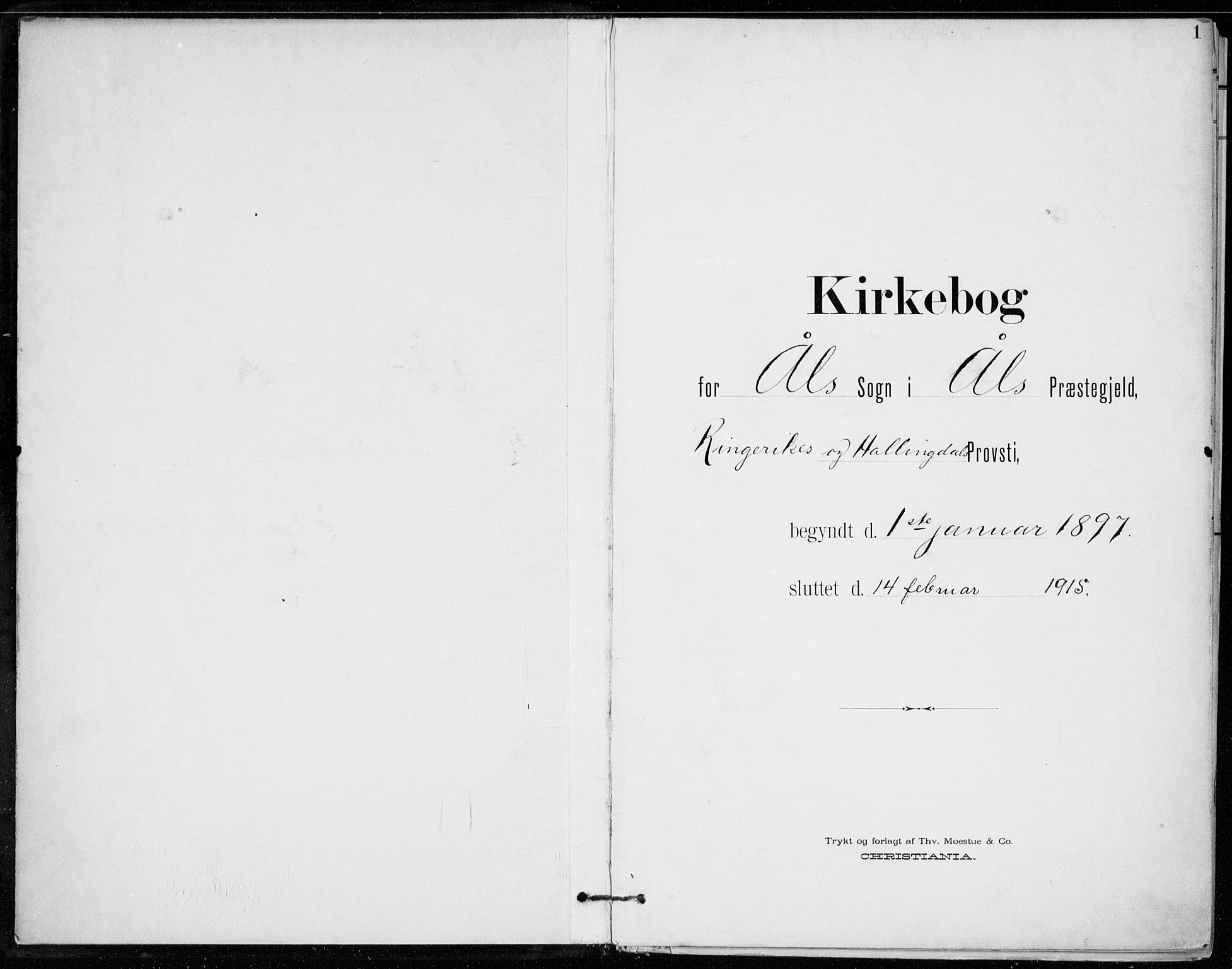 Ål kirkebøker, SAKO/A-249/F/Fa/L0009: Parish register (official) no. I 9, 1897-1915, p. 1