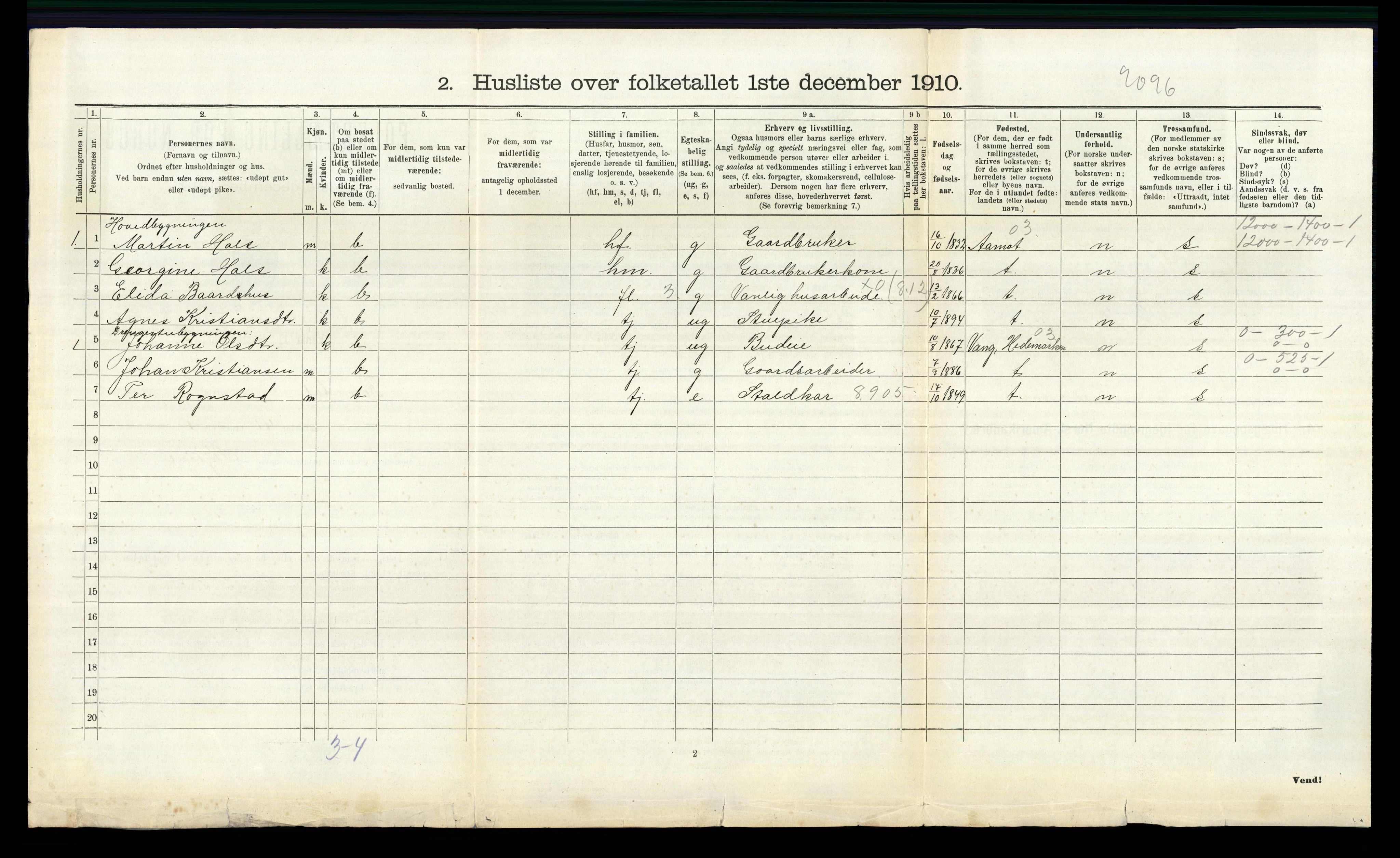 RA, 1910 census for Romedal, 1910, p. 340