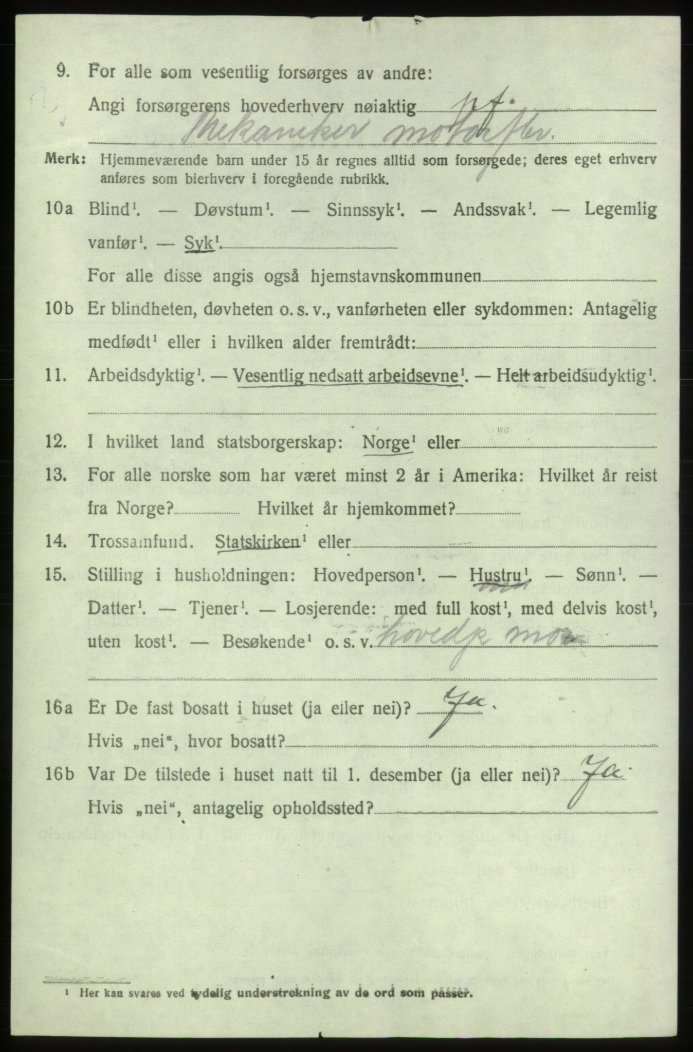 SAB, 1920 census for Bremnes, 1920, p. 2495
