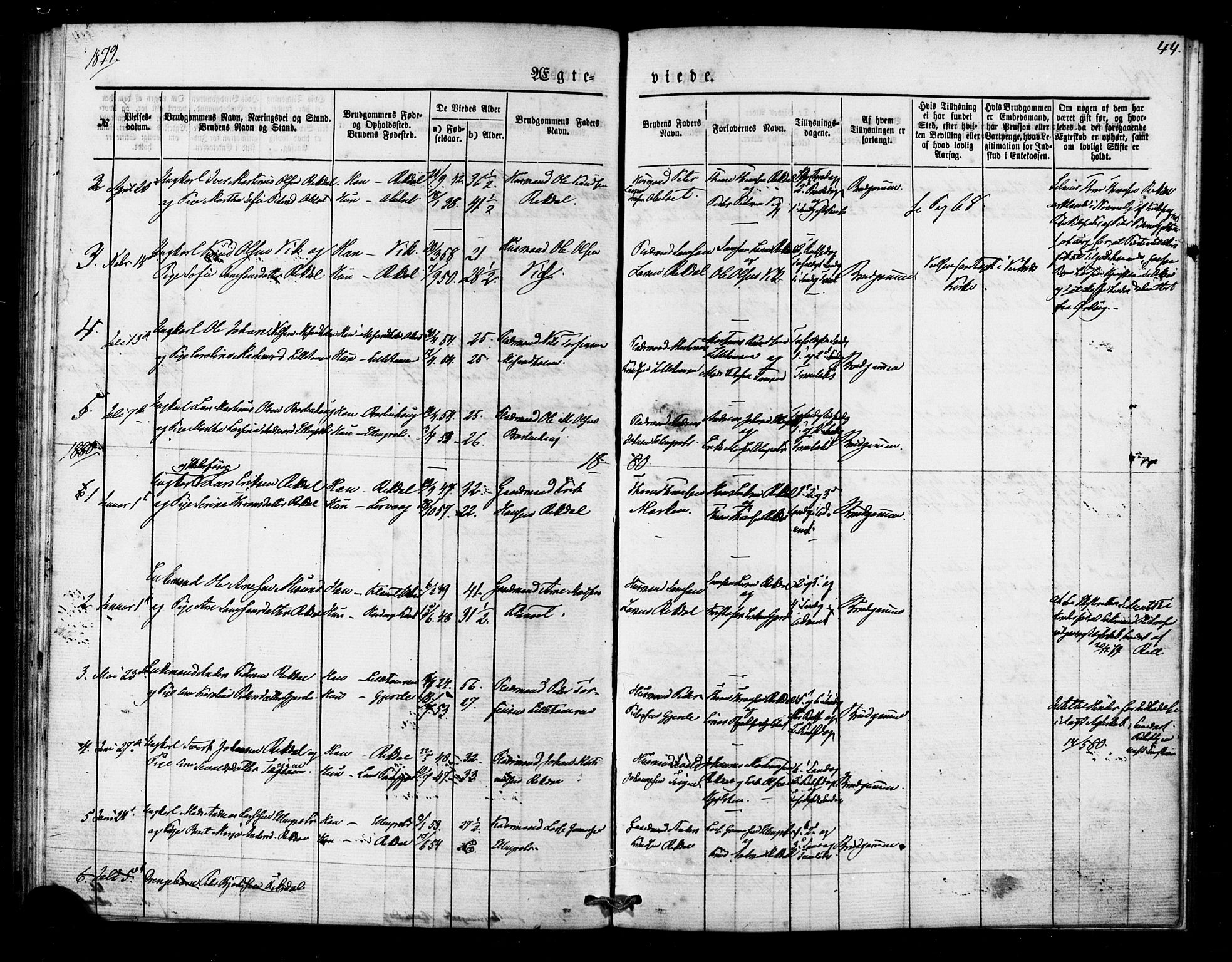 Ministerialprotokoller, klokkerbøker og fødselsregistre - Møre og Romsdal, AV/SAT-A-1454/540/L0540: Parish register (official) no. 540A01, 1872-1883, p. 44