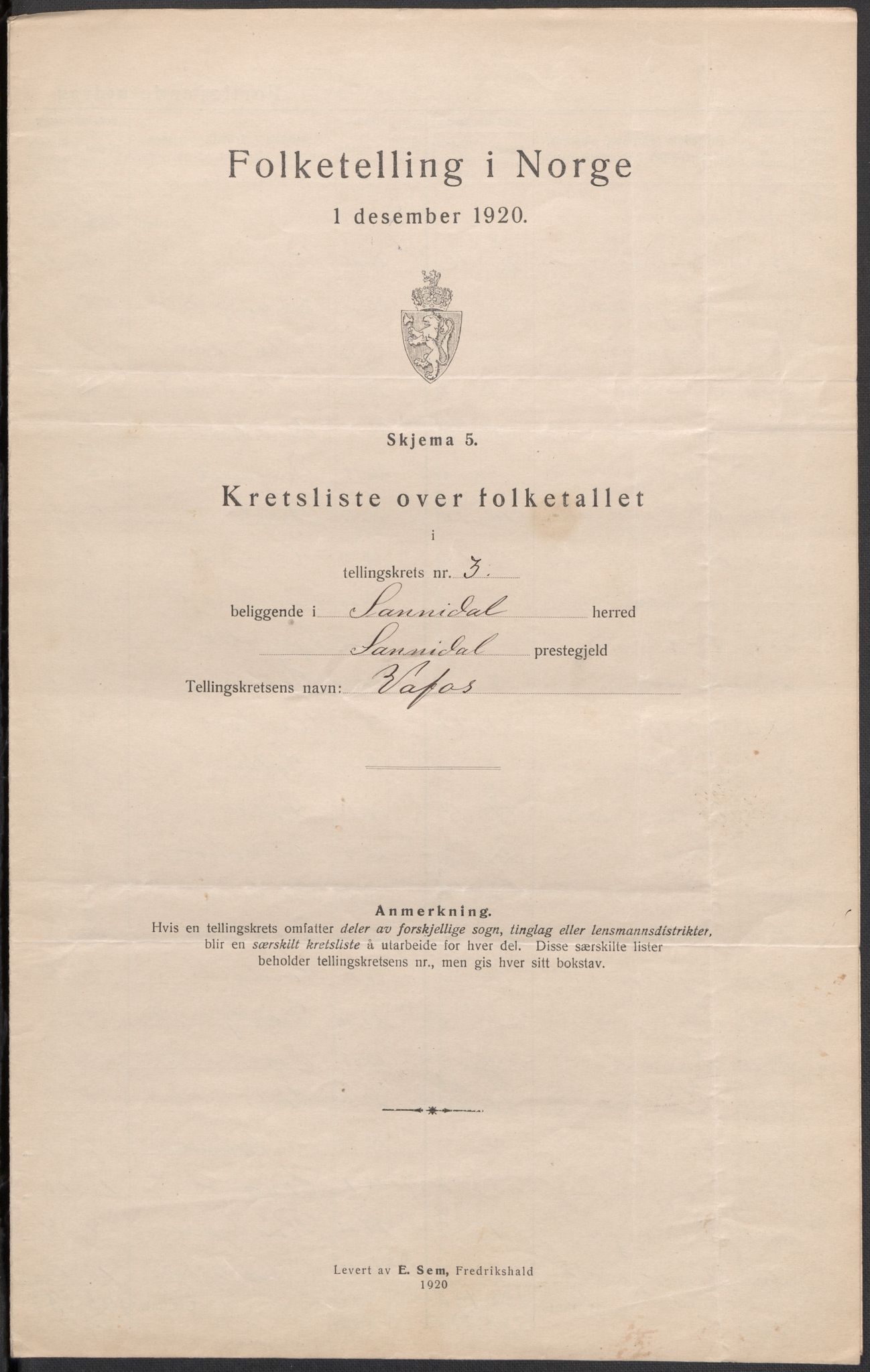 SAKO, 1920 census for Sannidal, 1920, p. 13