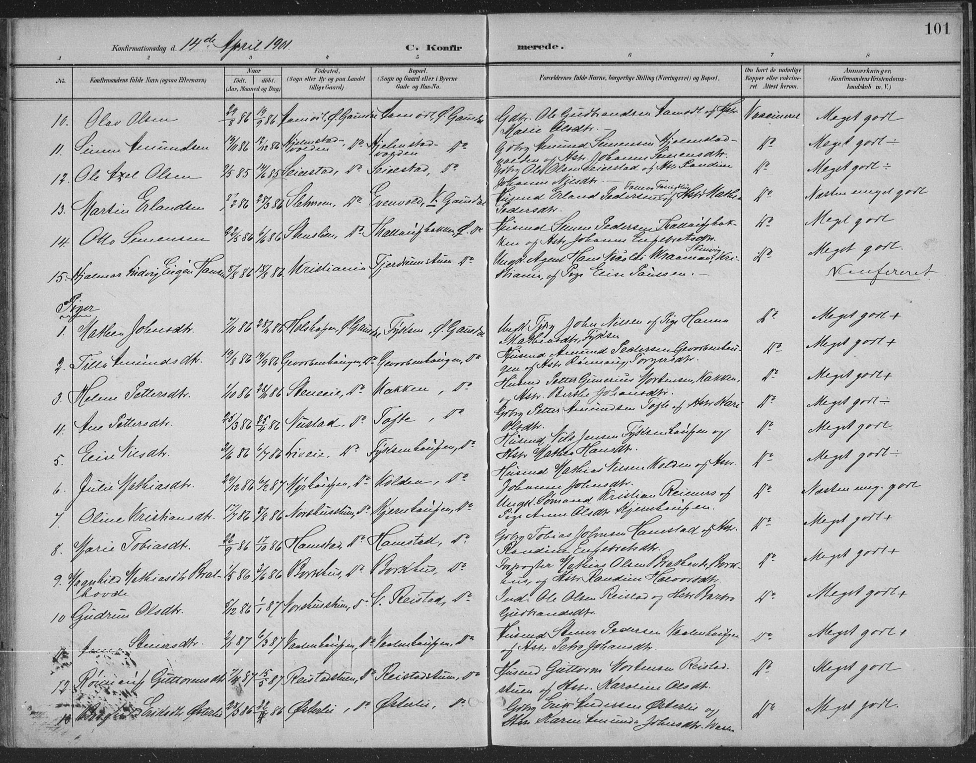 Østre Gausdal prestekontor, SAH/PREST-092/H/Ha/Haa/L0004: Parish register (official) no. 4, 1898-1914, p. 101