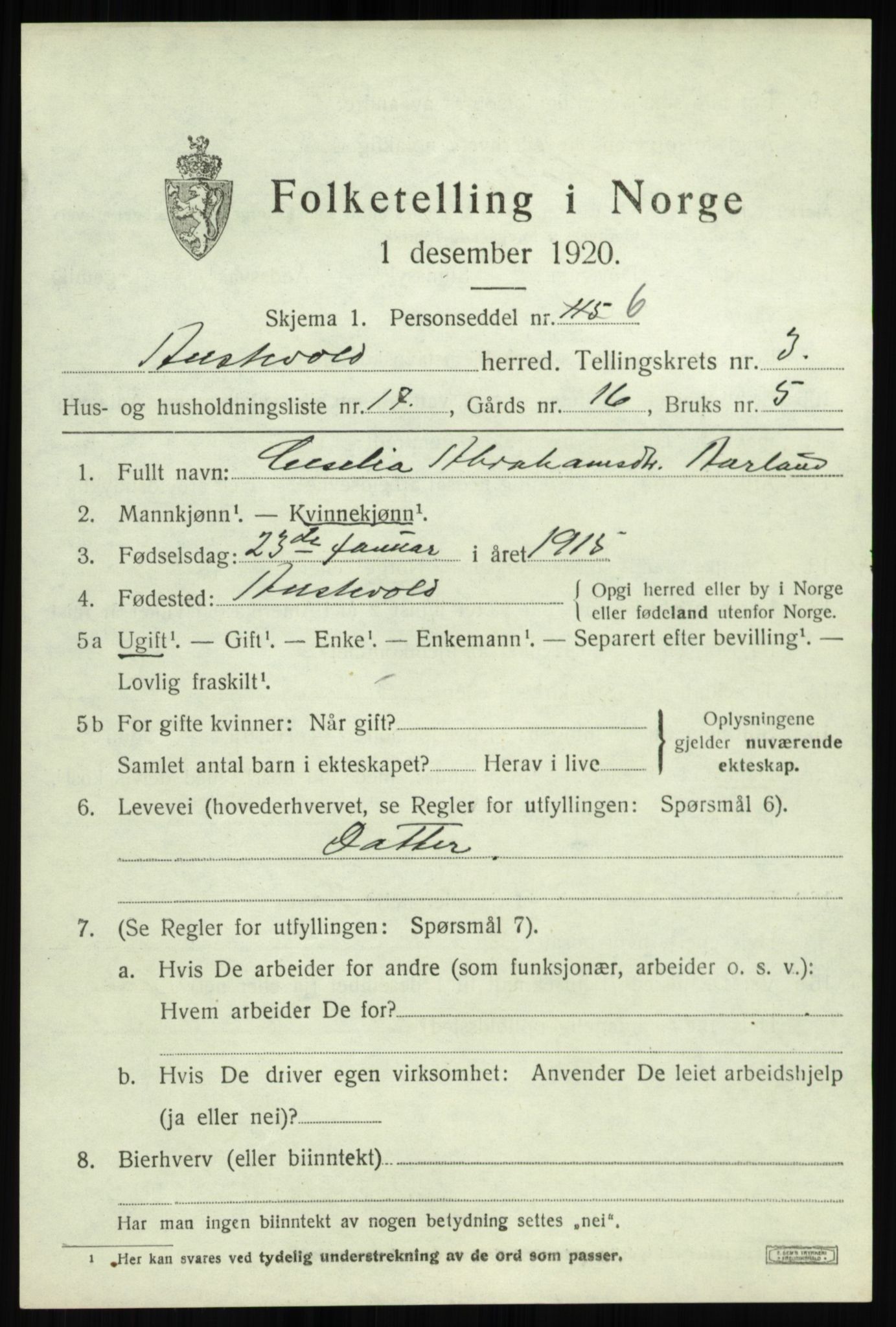 SAB, 1920 census for Austevoll, 1920, p. 2324