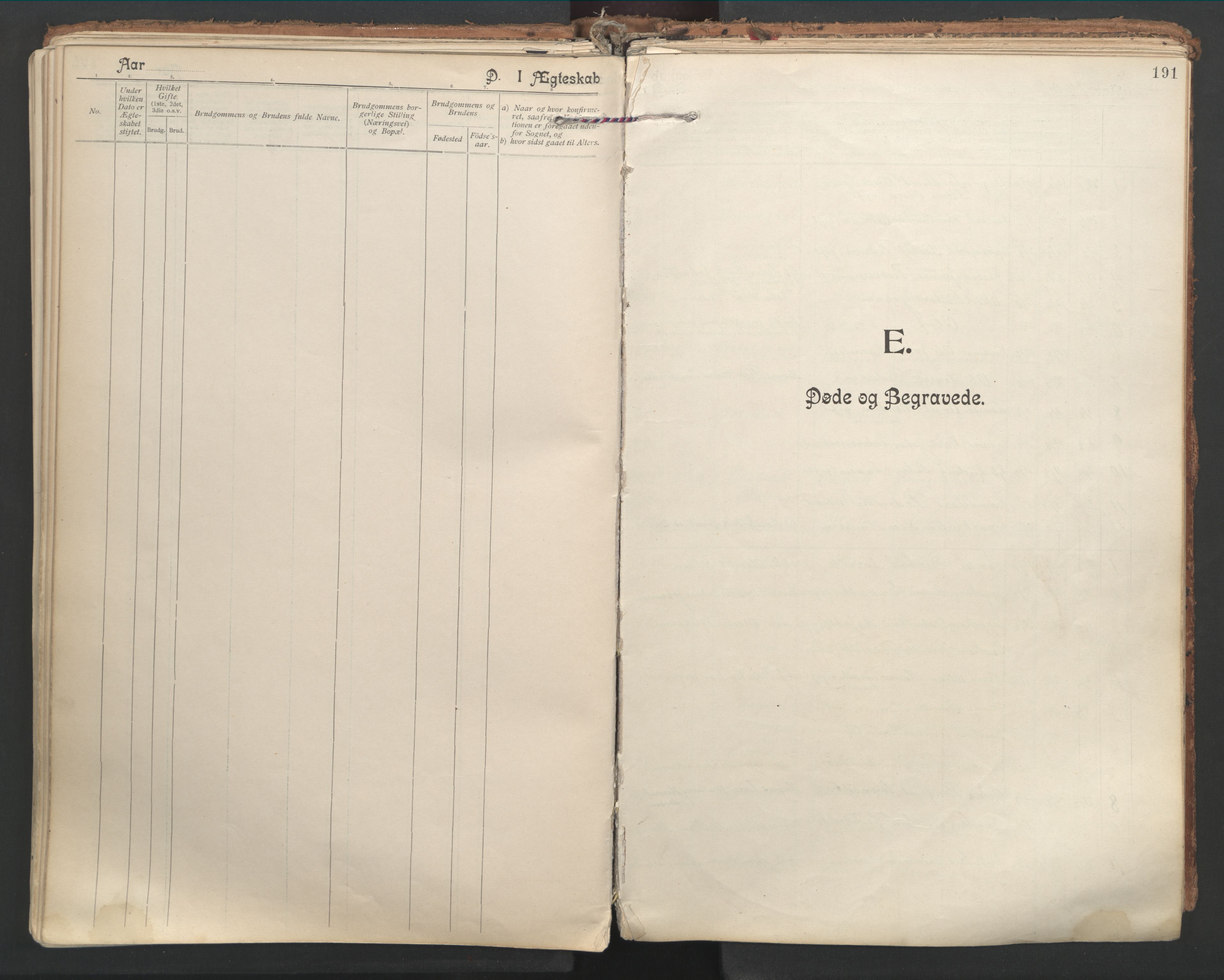 Ministerialprotokoller, klokkerbøker og fødselsregistre - Nordland, SAT/A-1459/846/L0647: Parish register (official) no. 846A05, 1902-1915, p. 191