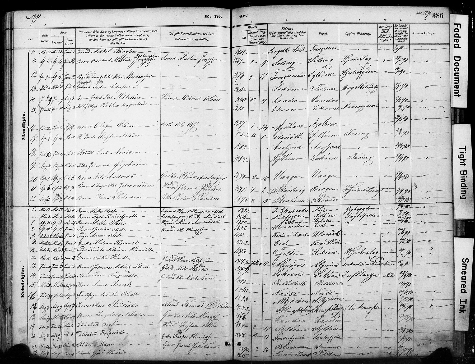 Fjell sokneprestembete, SAB/A-75301/H/Hab: Parish register (copy) no. A 4, 1880-1899, p. 386
