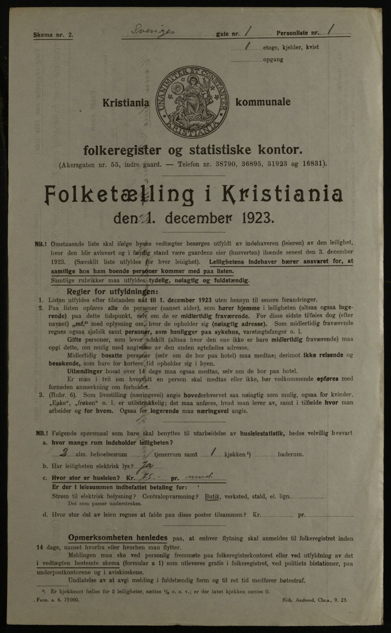 OBA, Municipal Census 1923 for Kristiania, 1923, p. 117182