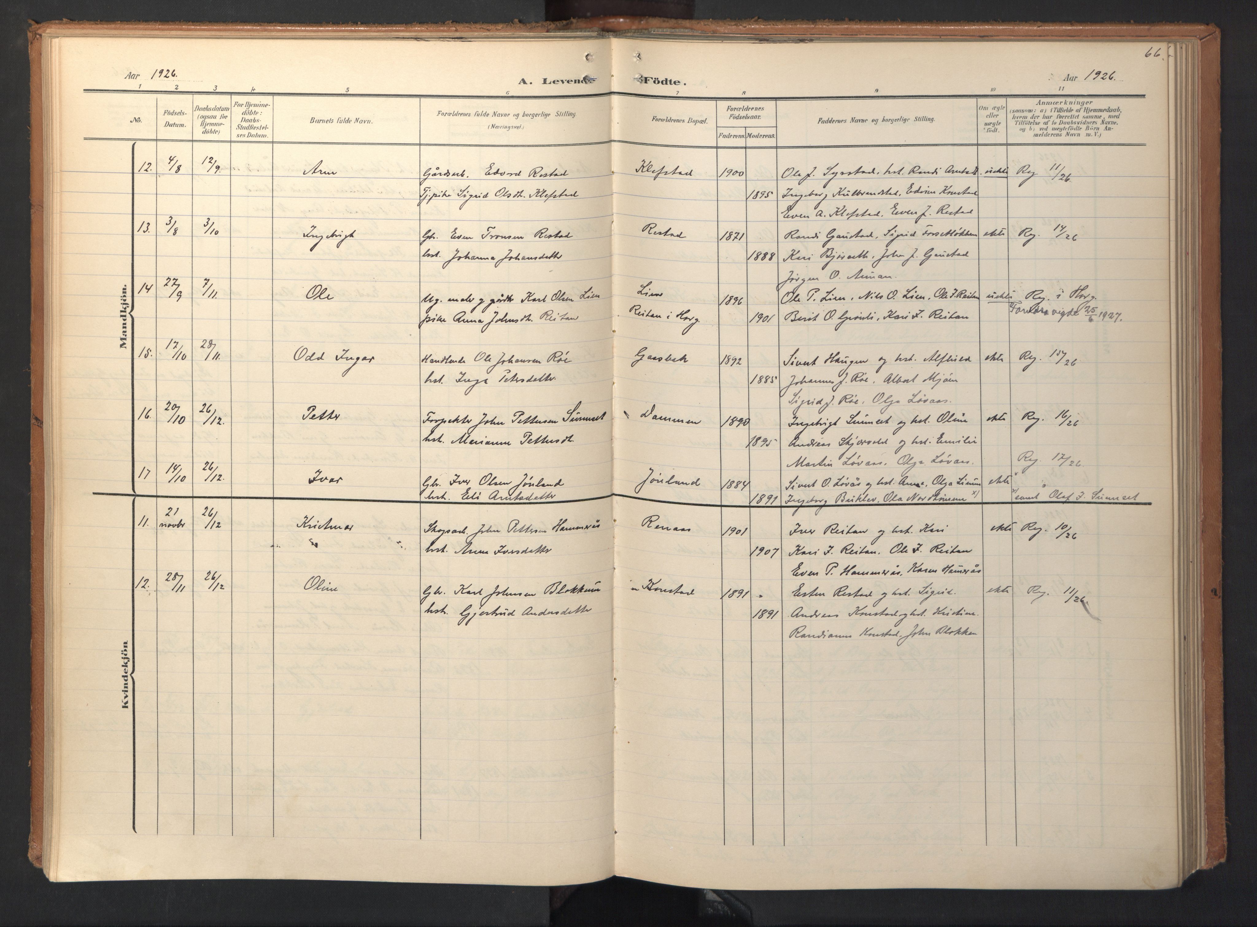 Ministerialprotokoller, klokkerbøker og fødselsregistre - Sør-Trøndelag, SAT/A-1456/694/L1128: Parish register (official) no. 694A02, 1906-1931, p. 66