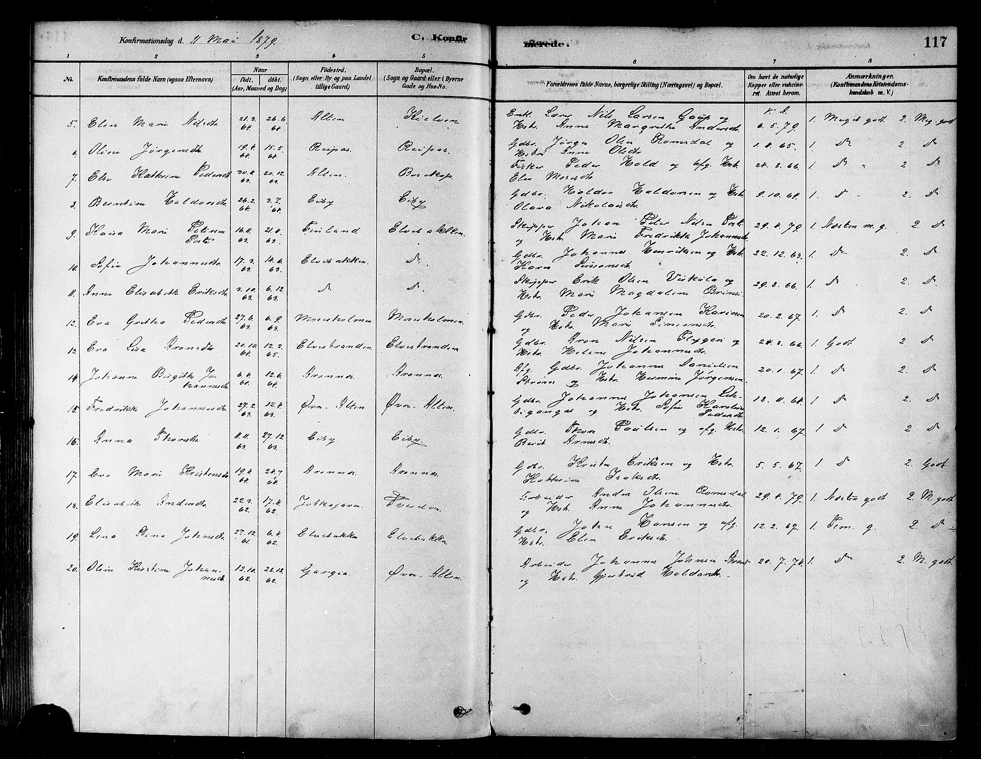 Alta sokneprestkontor, SATØ/S-1338/H/Ha/L0002.kirke: Parish register (official) no. 2, 1879-1892, p. 117
