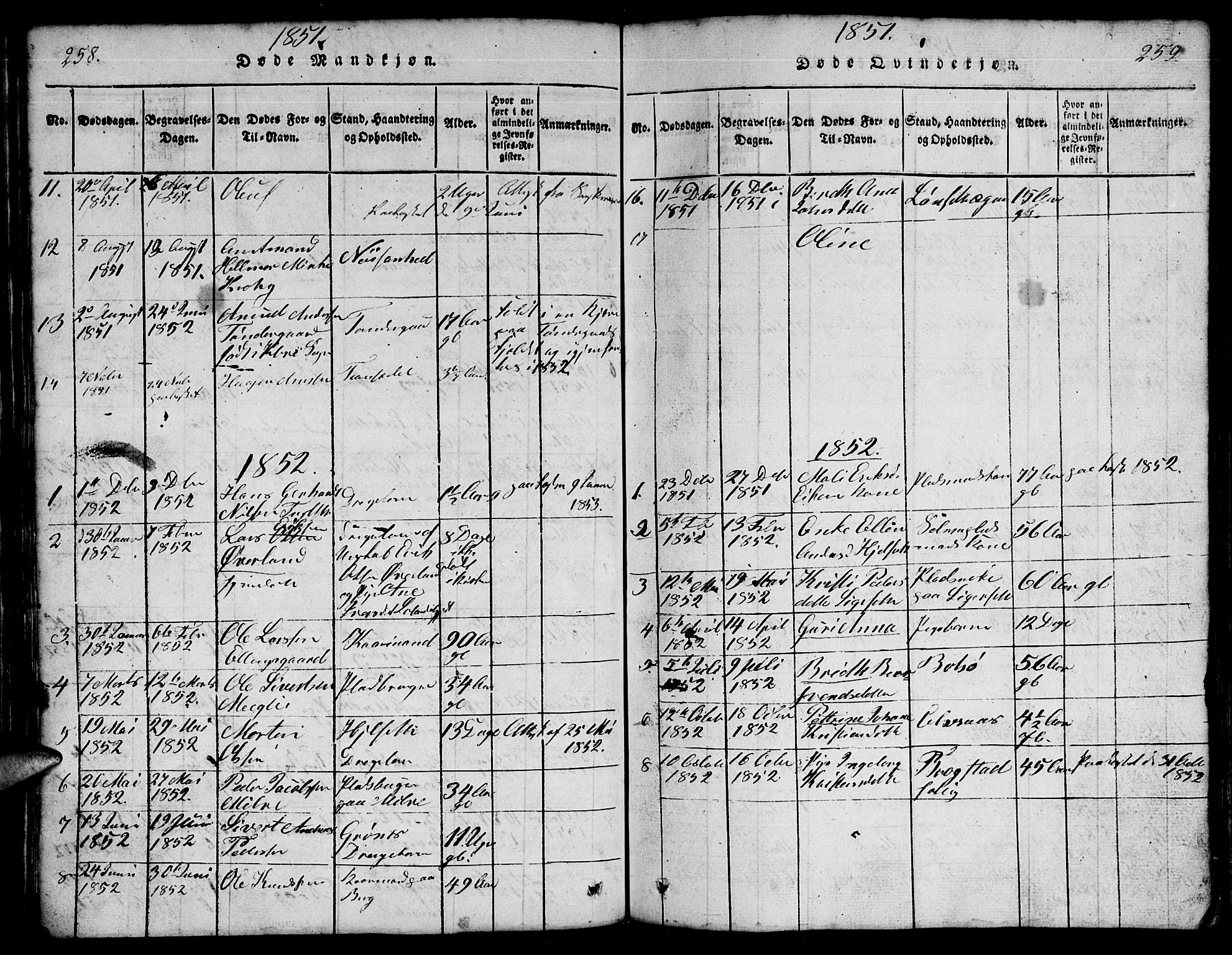 Ministerialprotokoller, klokkerbøker og fødselsregistre - Møre og Romsdal, SAT/A-1454/555/L0665: Parish register (copy) no. 555C01, 1818-1868, p. 258-259
