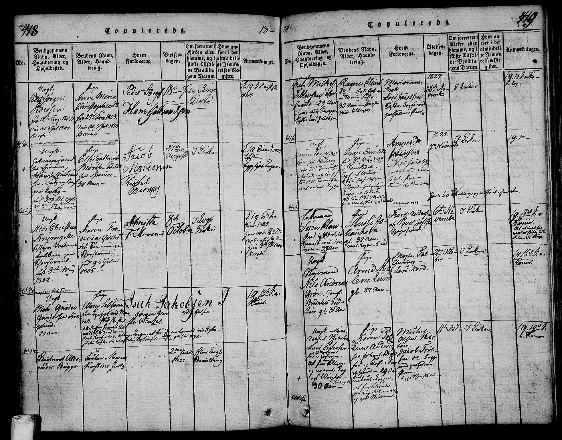 Larvik kirkebøker, SAKO/A-352/F/Fa/L0001: Parish register (official) no. I 1, 1814-1825, p. 418-419