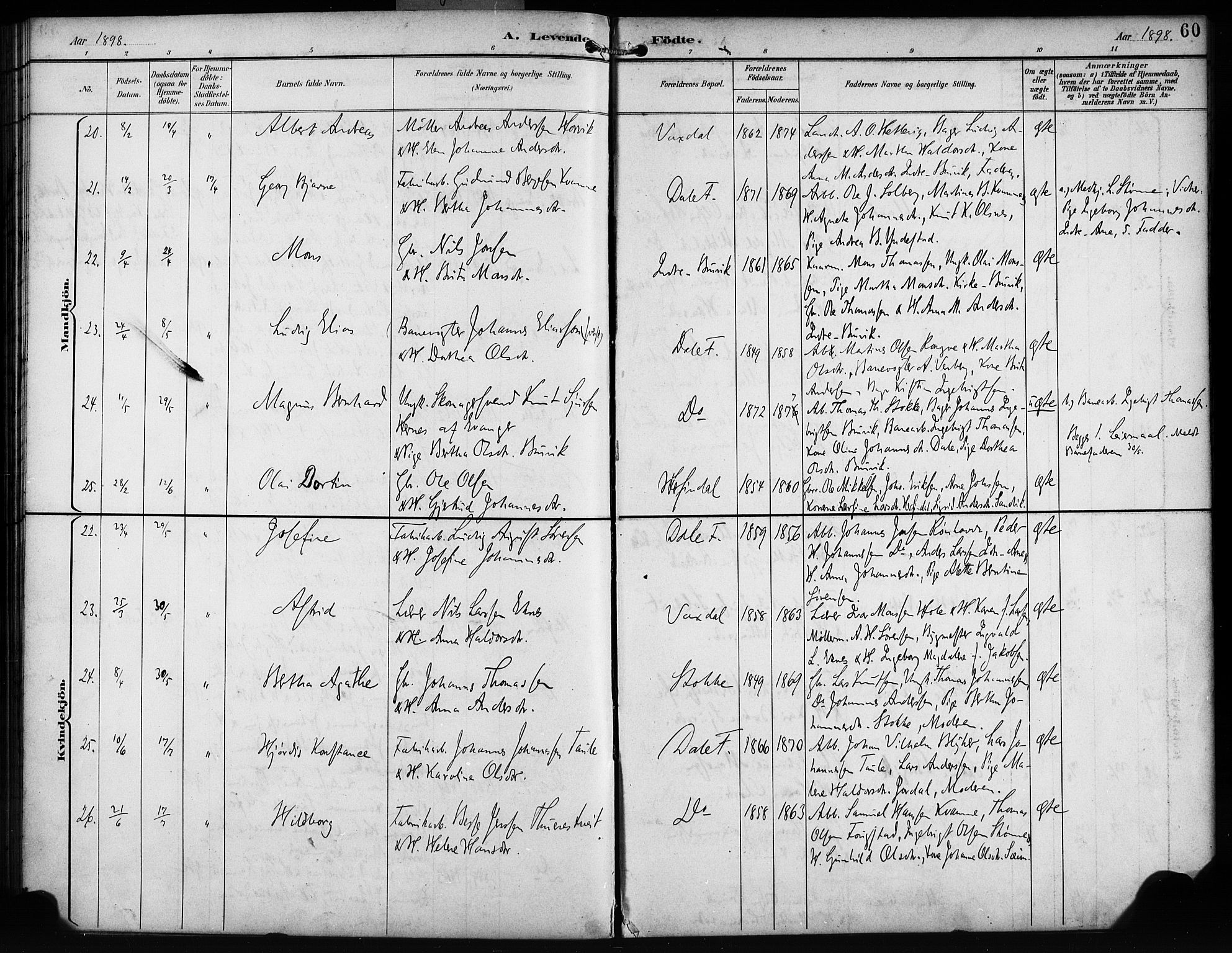 Bruvik Sokneprestembete, AV/SAB-A-74701/H/Haa: Parish register (official) no. B 2, 1893-1903, p. 60