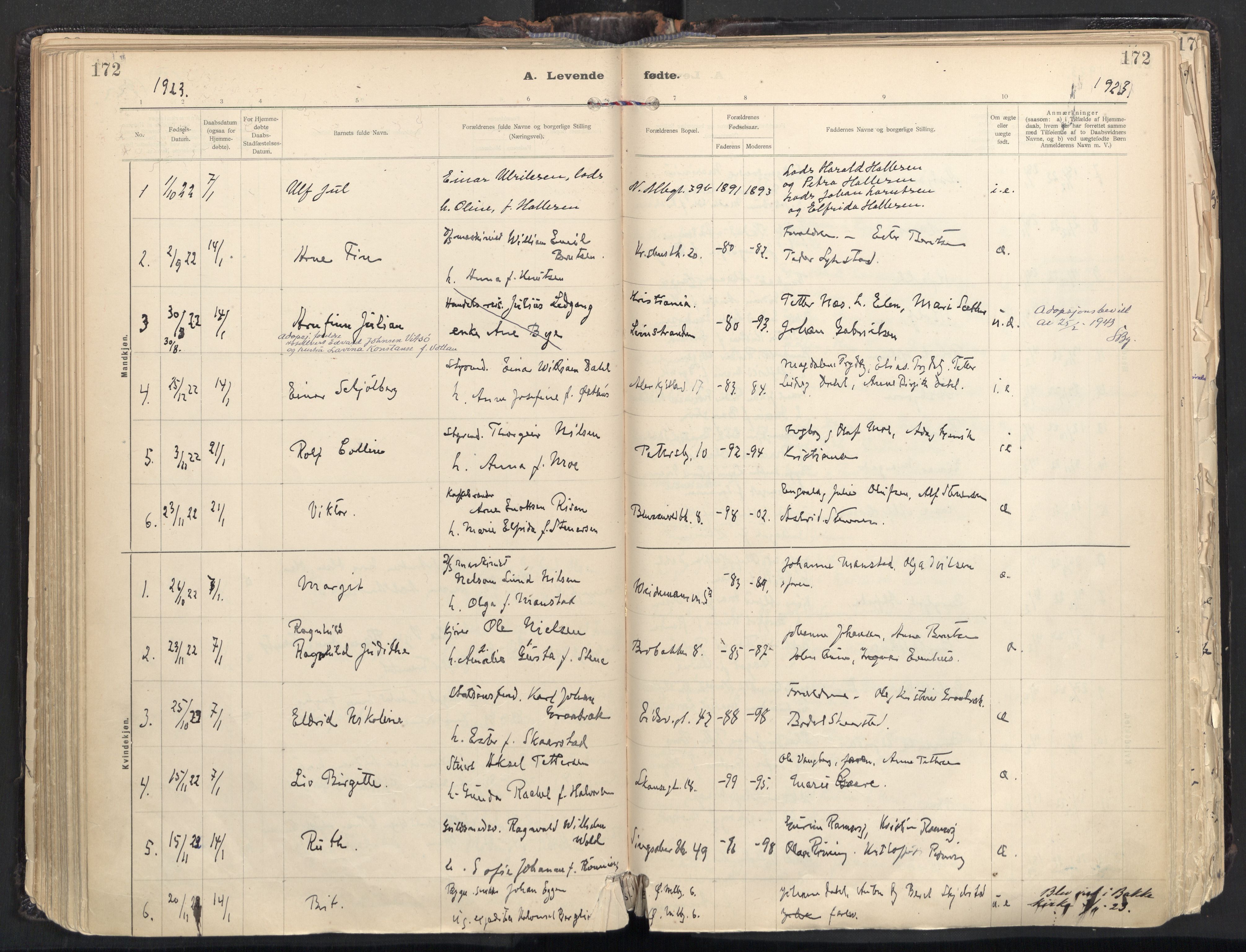 Ministerialprotokoller, klokkerbøker og fødselsregistre - Sør-Trøndelag, SAT/A-1456/604/L0205: Parish register (official) no. 604A25, 1917-1932, p. 172
