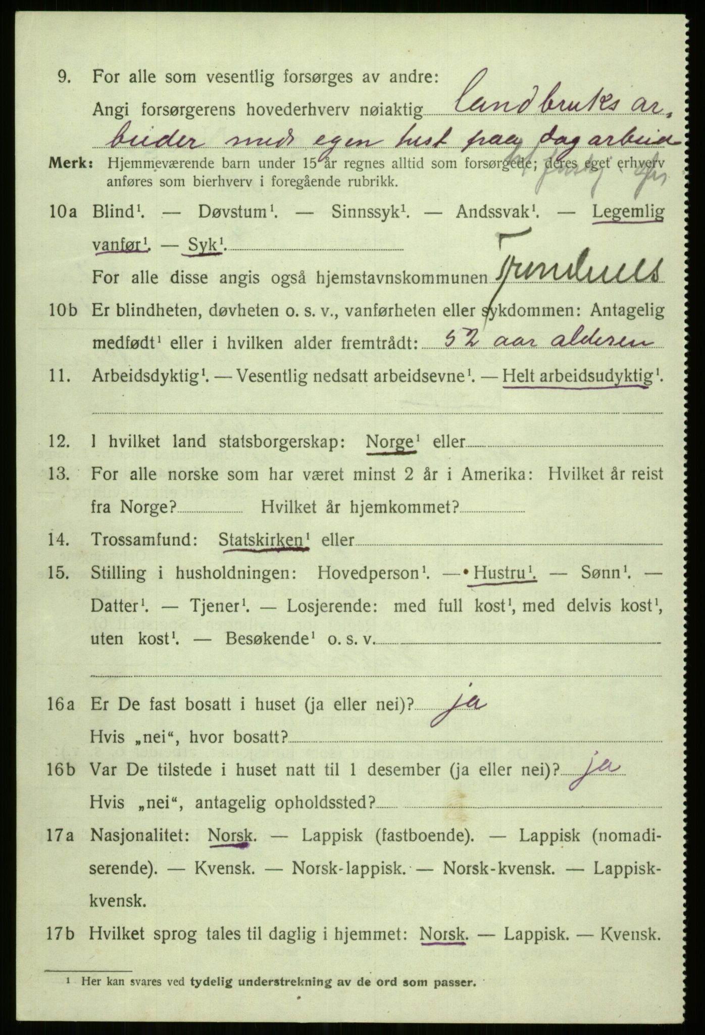 SATØ, 1920 census for Trondenes, 1920, p. 6496