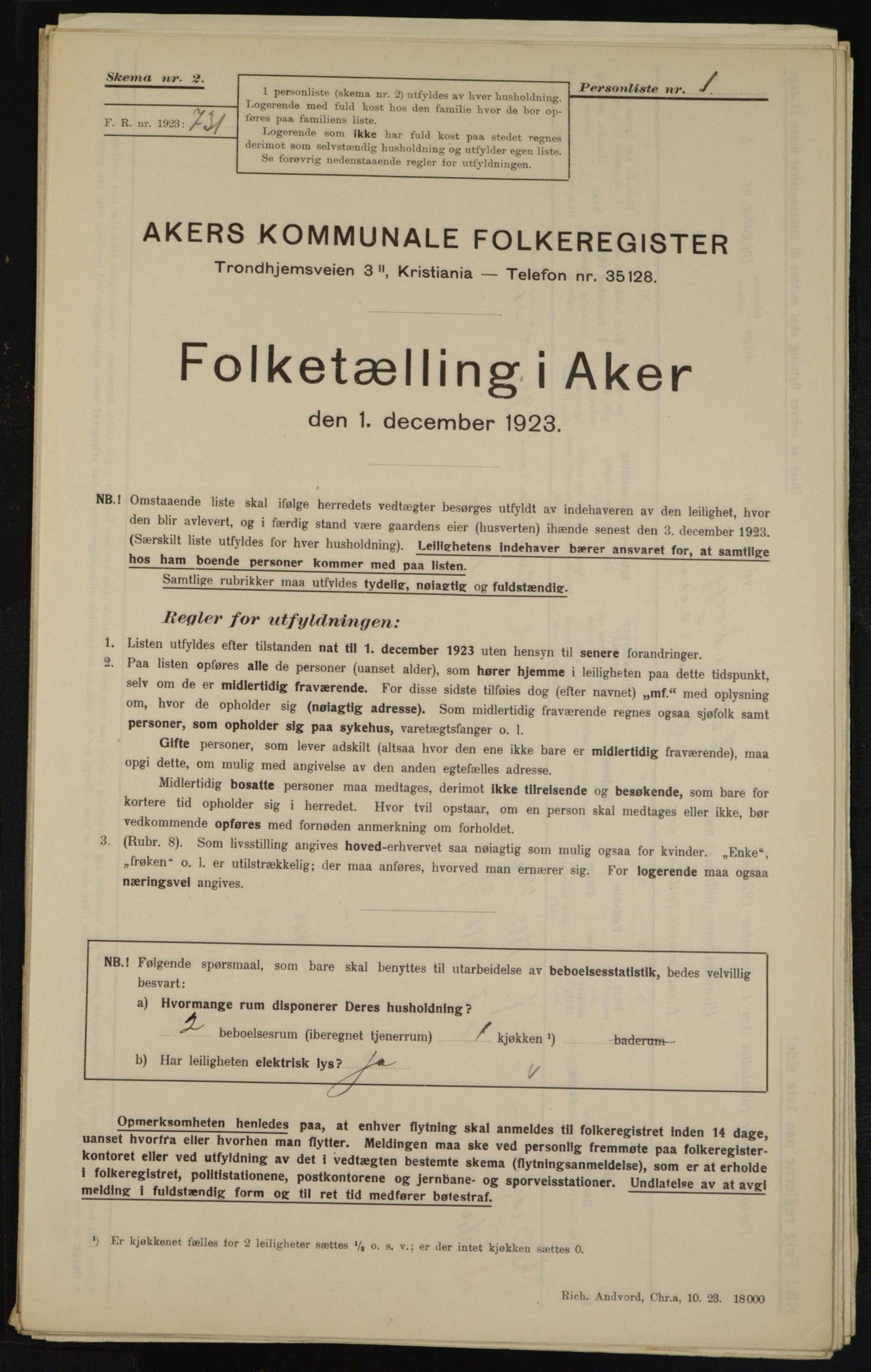 , Municipal Census 1923 for Aker, 1923, p. 11872