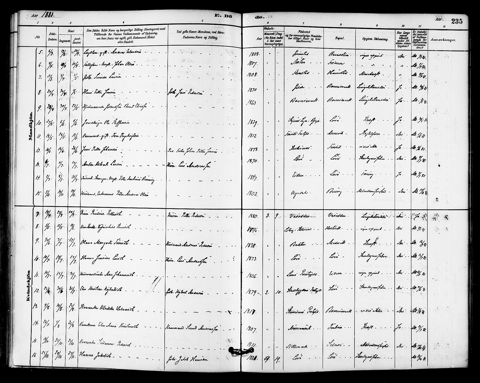 Ministerialprotokoller, klokkerbøker og fødselsregistre - Sør-Trøndelag, SAT/A-1456/655/L0680: Parish register (official) no. 655A09, 1880-1894, p. 235