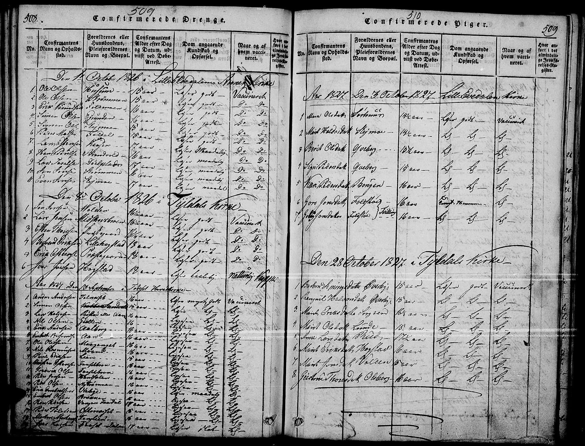 Tynset prestekontor, SAH/PREST-058/H/Ha/Haa/L0018: Parish register (official) no. 18, 1815-1829, p. 508-509