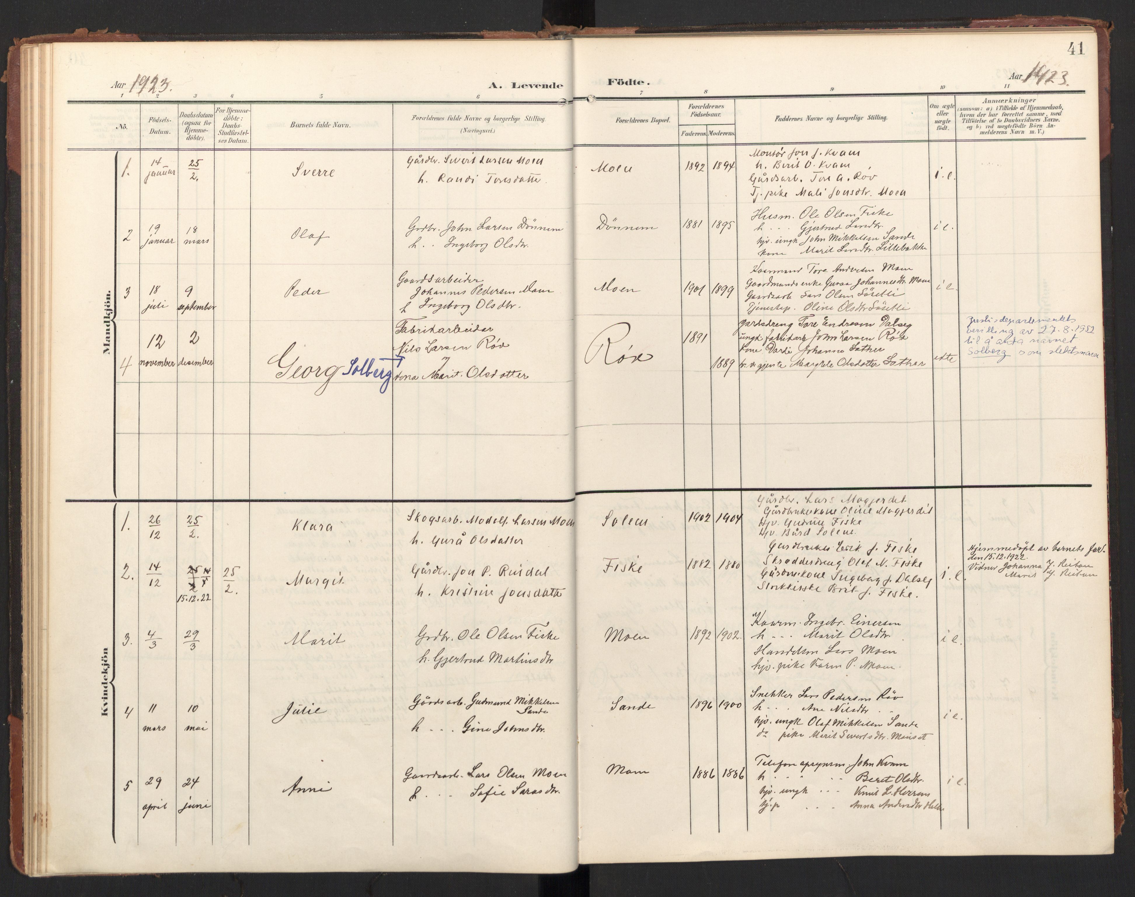 Ministerialprotokoller, klokkerbøker og fødselsregistre - Møre og Romsdal, AV/SAT-A-1454/597/L1063: Parish register (official) no. 597A02, 1905-1923, p. 41