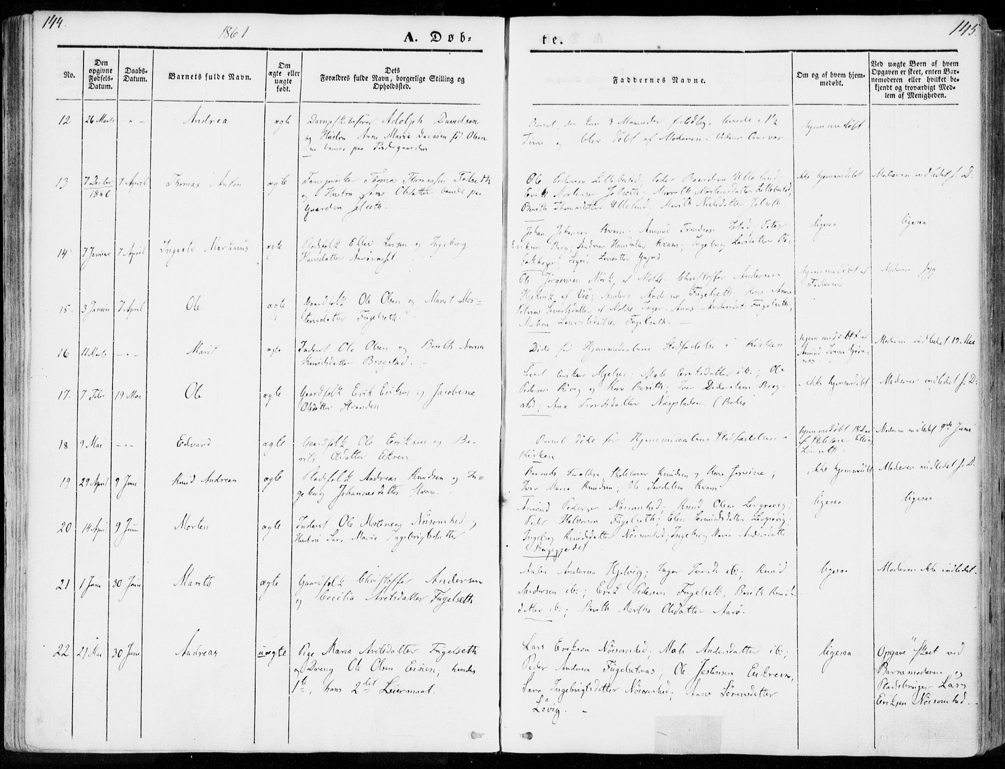 Ministerialprotokoller, klokkerbøker og fødselsregistre - Møre og Romsdal, AV/SAT-A-1454/555/L0653: Parish register (official) no. 555A04, 1843-1869, p. 144-145