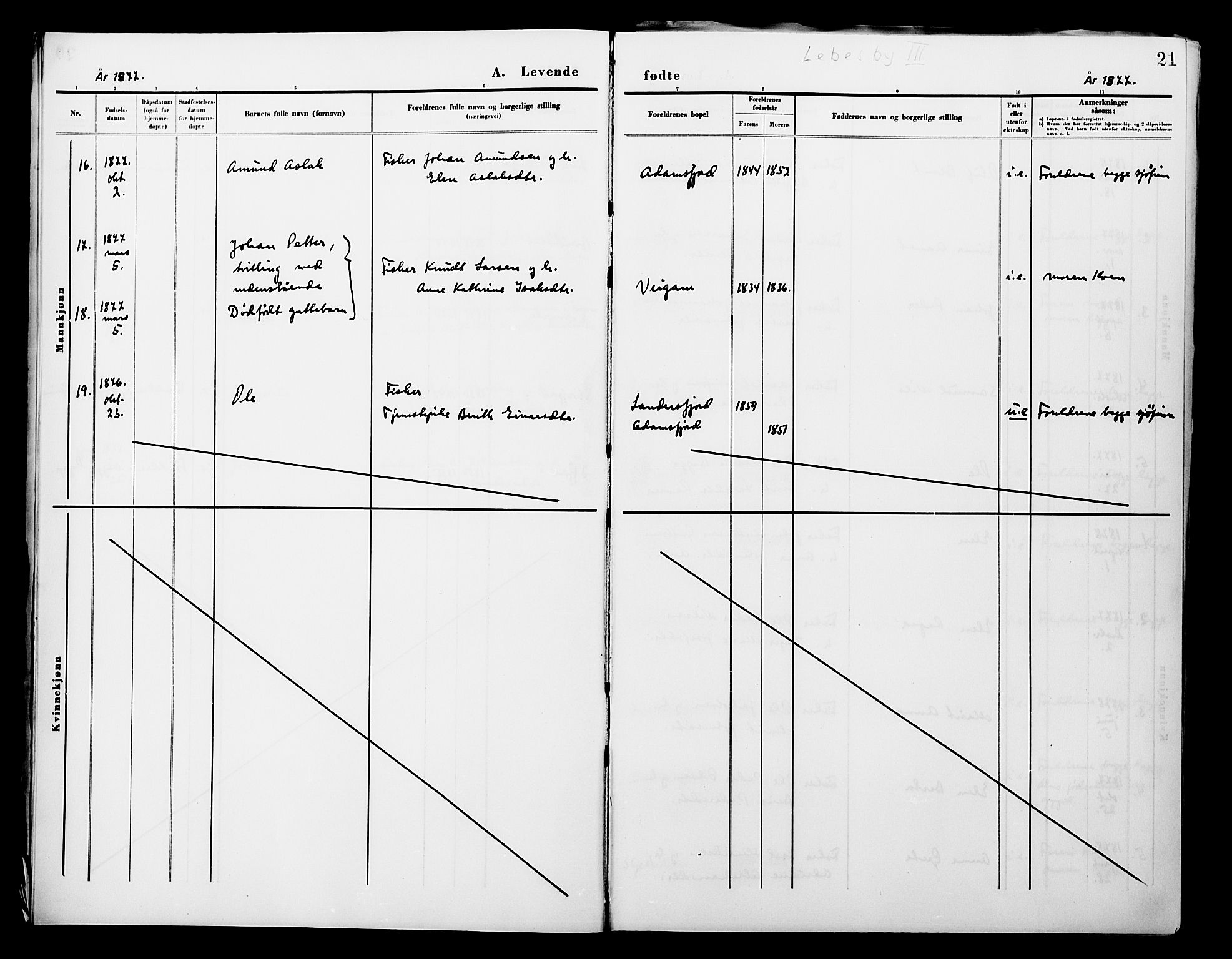 Lebesby sokneprestkontor, AV/SATØ-S-1353/H/Ha/L0004kirke: Parish register (official) no. 4, 1870-1902, p. 21