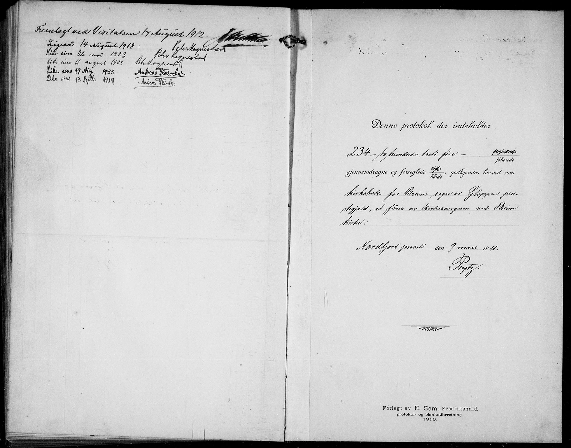 Gloppen sokneprestembete, SAB/A-80101/H/Hab/Habc/L0003: Parish register (copy) no. C 3, 1911-1938