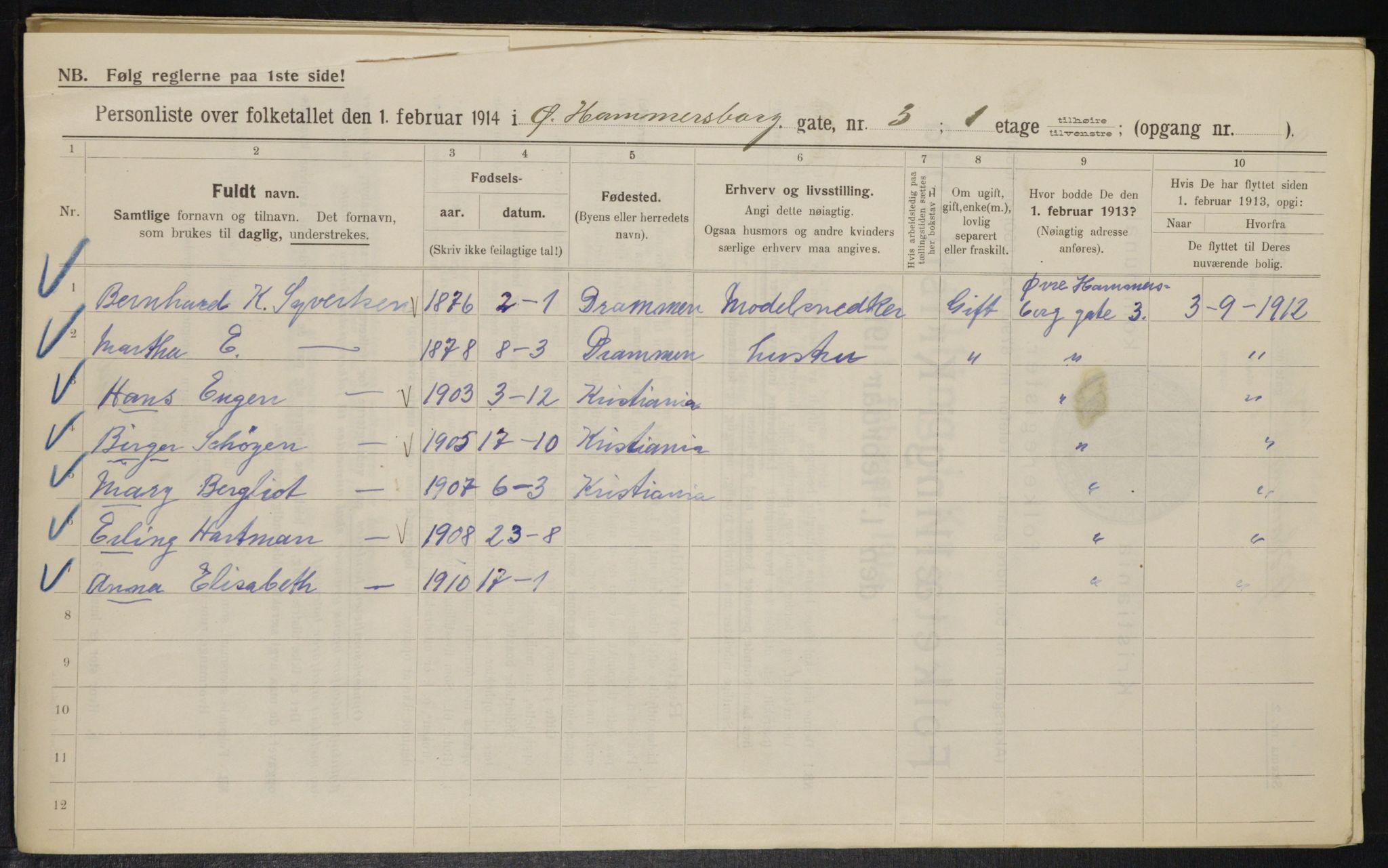 OBA, Municipal Census 1914 for Kristiania, 1914, p. 130892