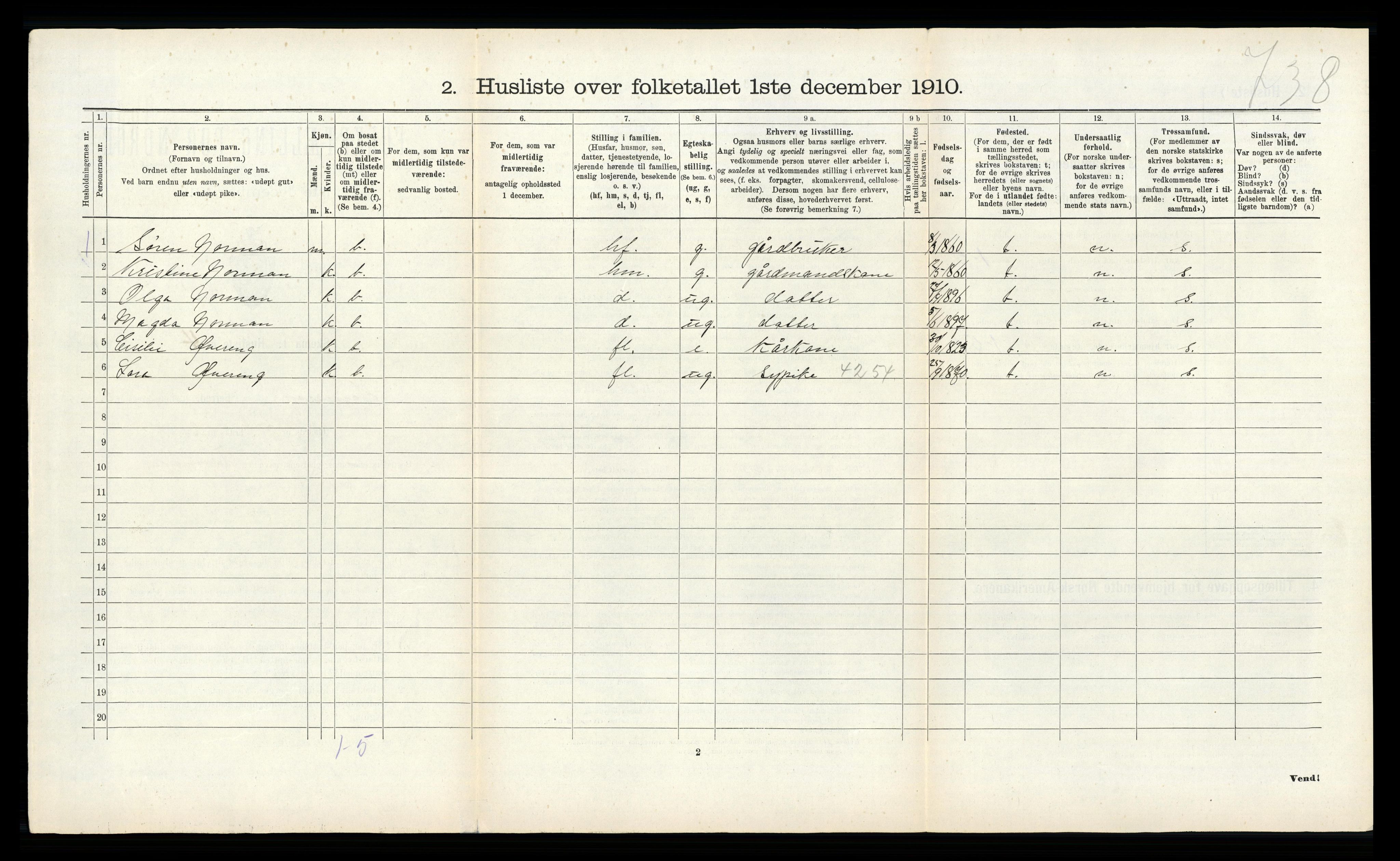 RA, 1910 census for Hamarøy, 1910, p. 93