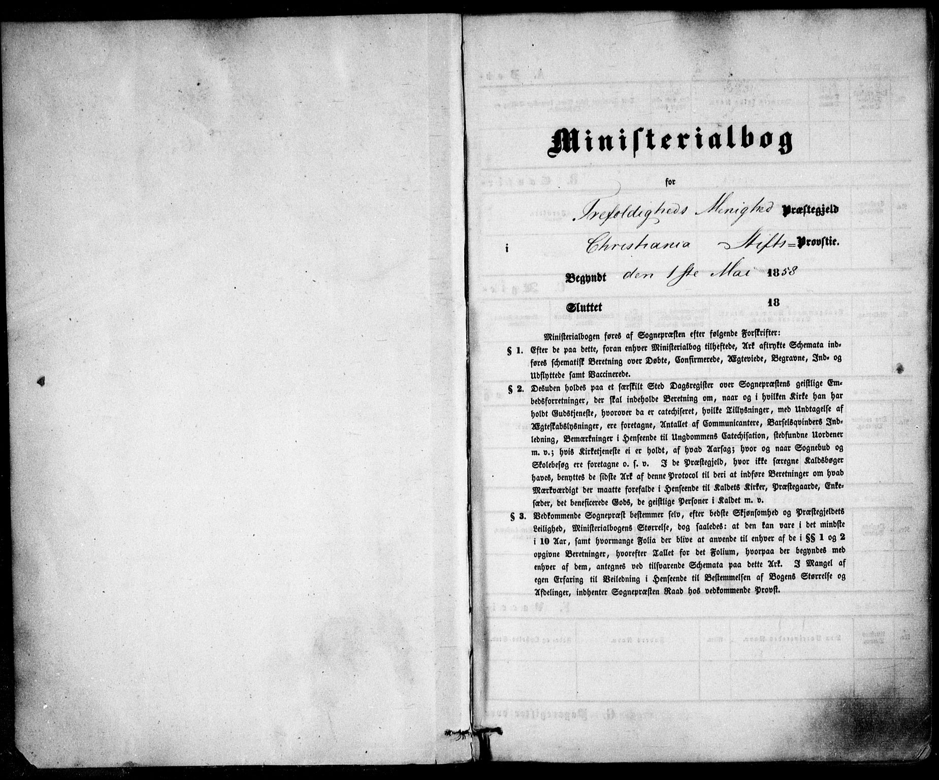 Trefoldighet prestekontor Kirkebøker, AV/SAO-A-10882/F/Fa/L0001: Parish register (official) no. I 1, 1858-1863