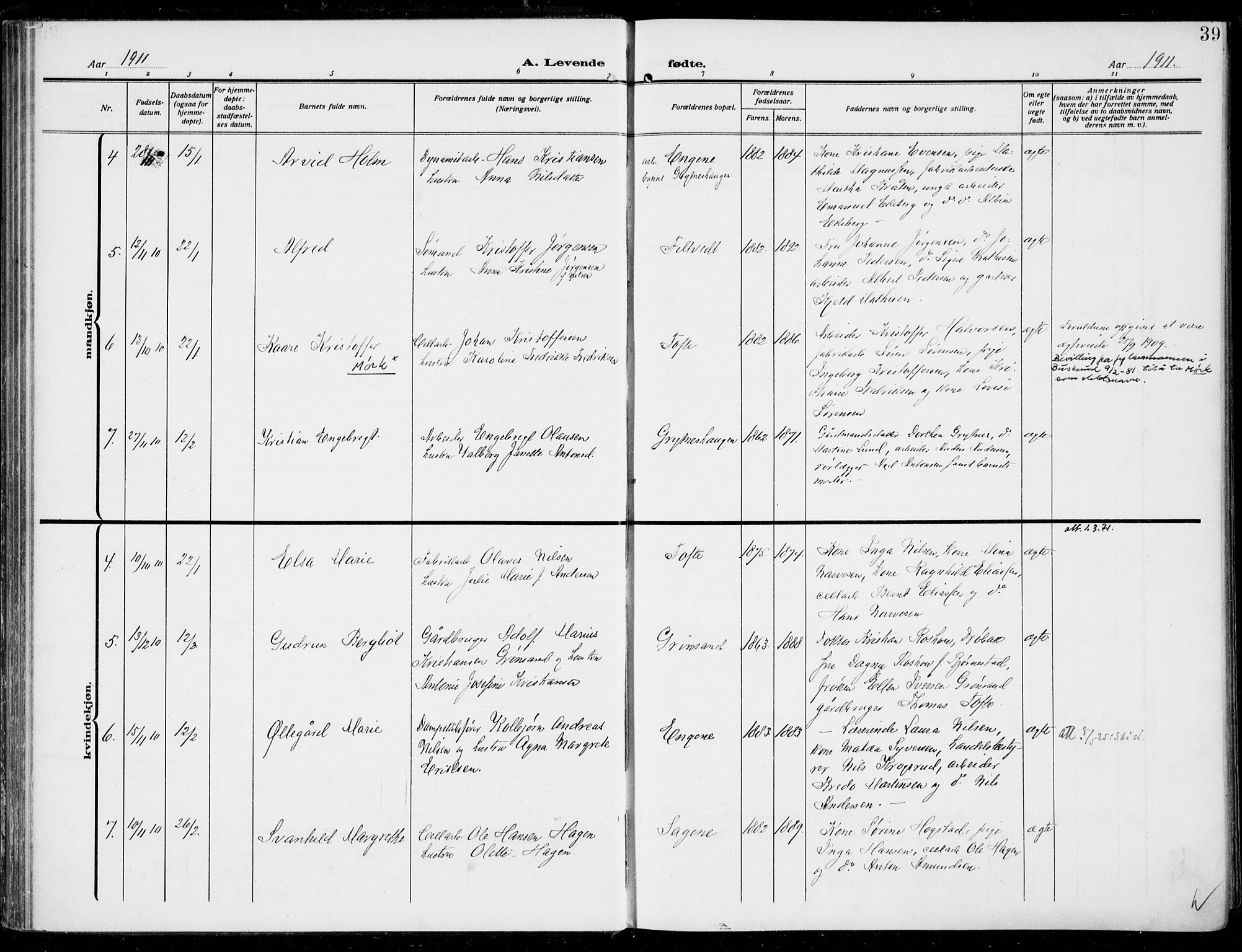 Hurum kirkebøker, AV/SAKO-A-229/F/Fa/L0016: Parish register (official) no. 16, 1899-1918, p. 39