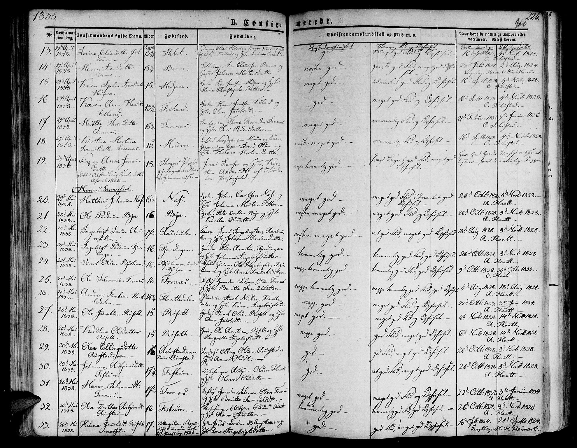 Ministerialprotokoller, klokkerbøker og fødselsregistre - Nord-Trøndelag, SAT/A-1458/758/L0510: Parish register (official) no. 758A01 /1, 1821-1841, p. 100