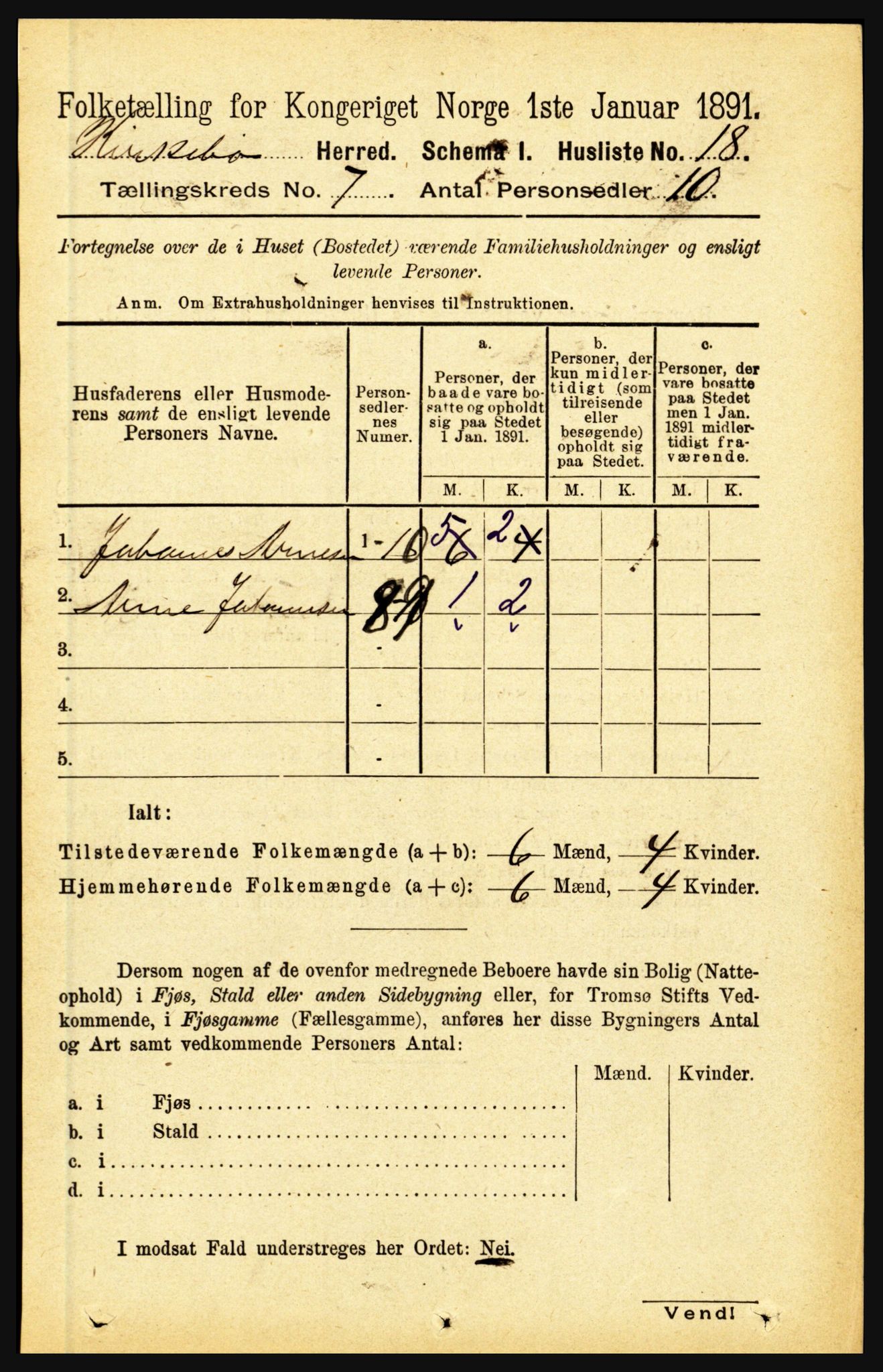 RA, 1891 census for 1416 Kyrkjebø, 1891, p. 1823