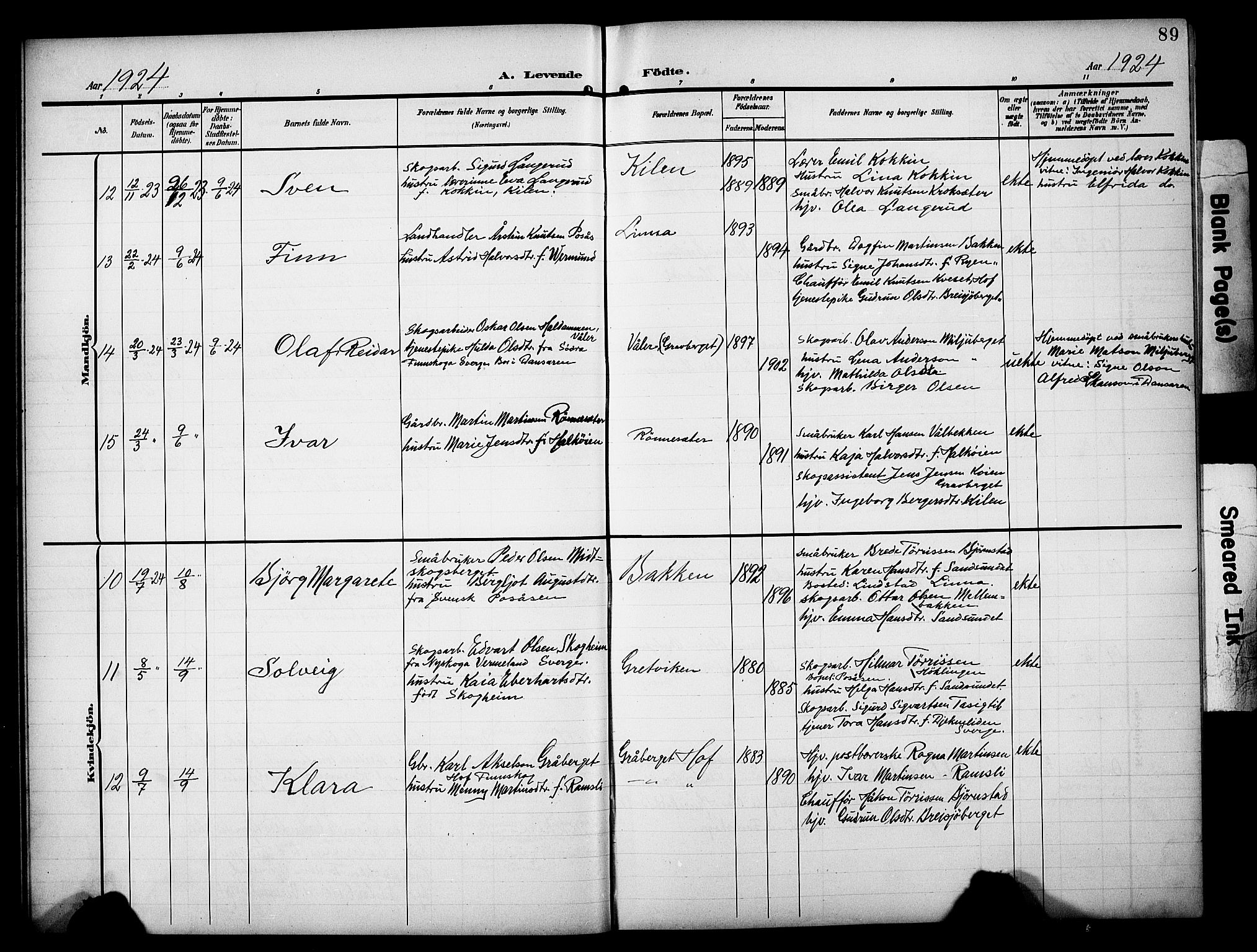 Åsnes prestekontor, AV/SAH-PREST-042/H/Ha/Hab/L0006: Parish register (copy) no. 6, 1903-1929, p. 89