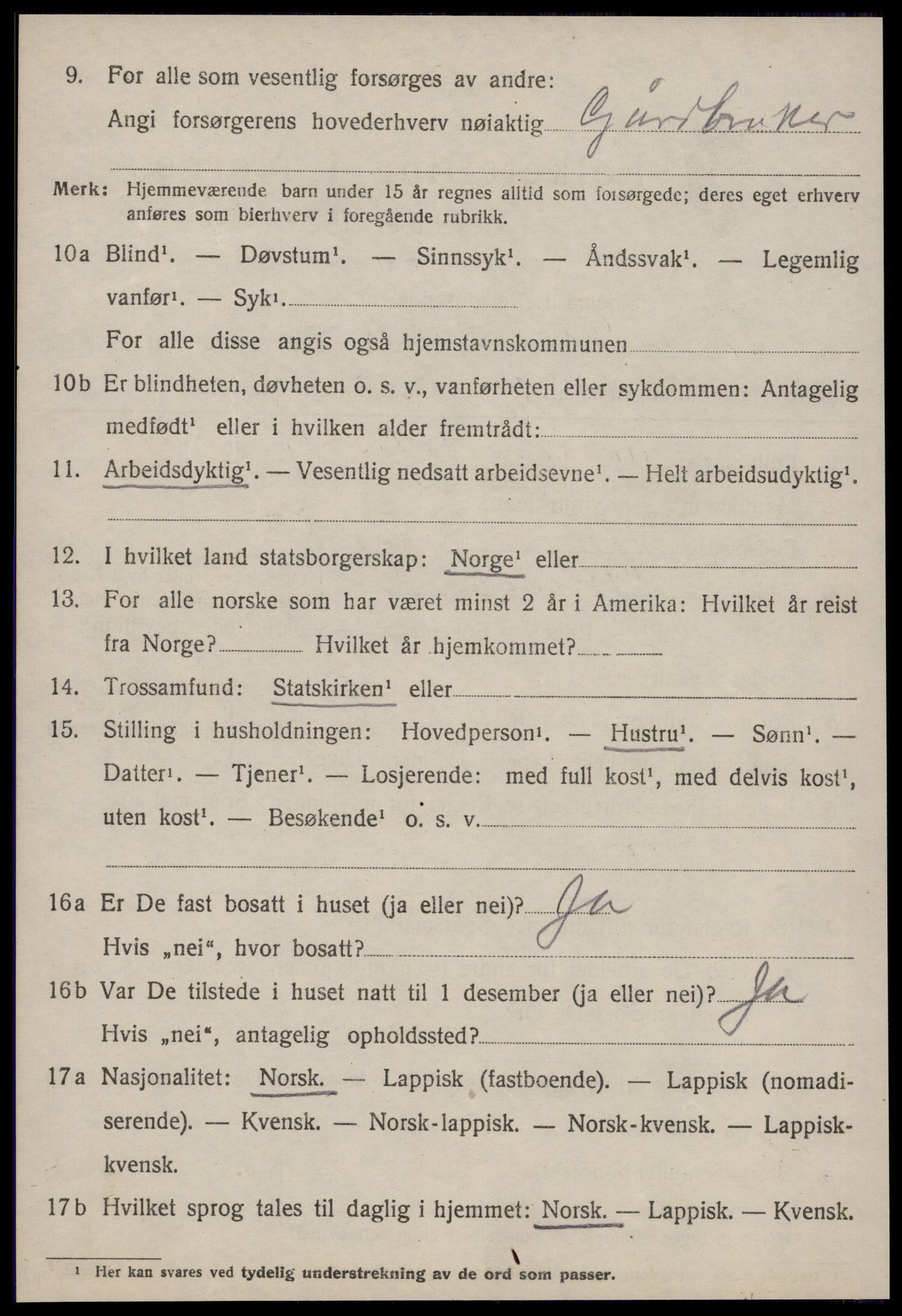 SAT, 1920 census for Strinda, 1920, p. 22221